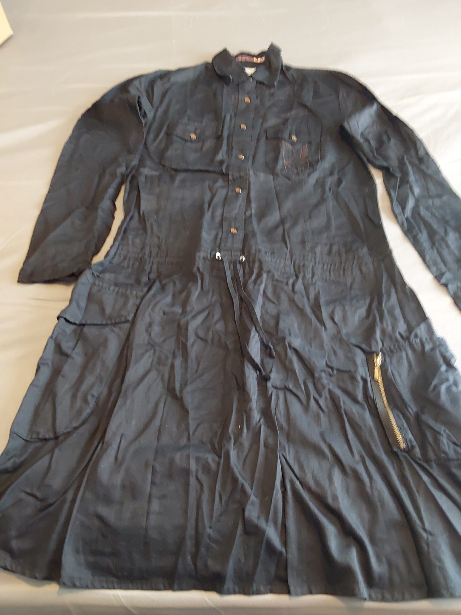 Replay Women's Black Button-Up Long Sleeve Maxi Shirt Dress Large Y2K
