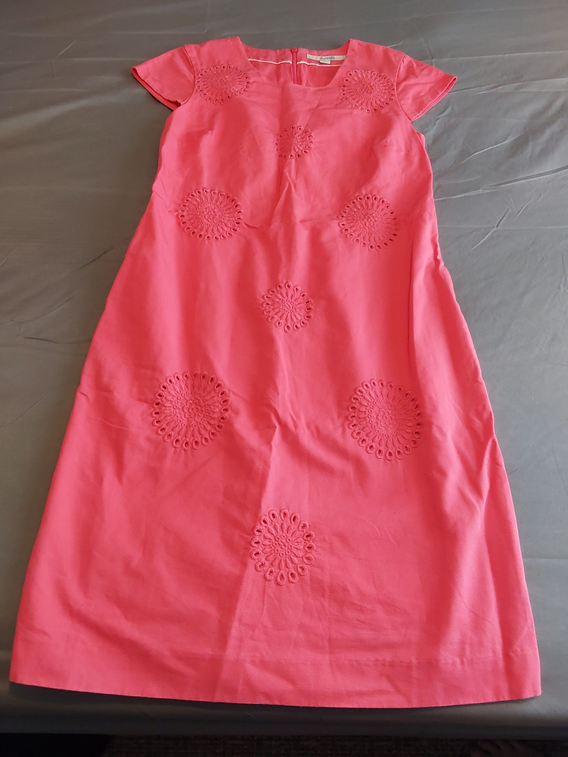 Boden Pink Cotton Dress Medium Eyelet Detail Summer Garden Party