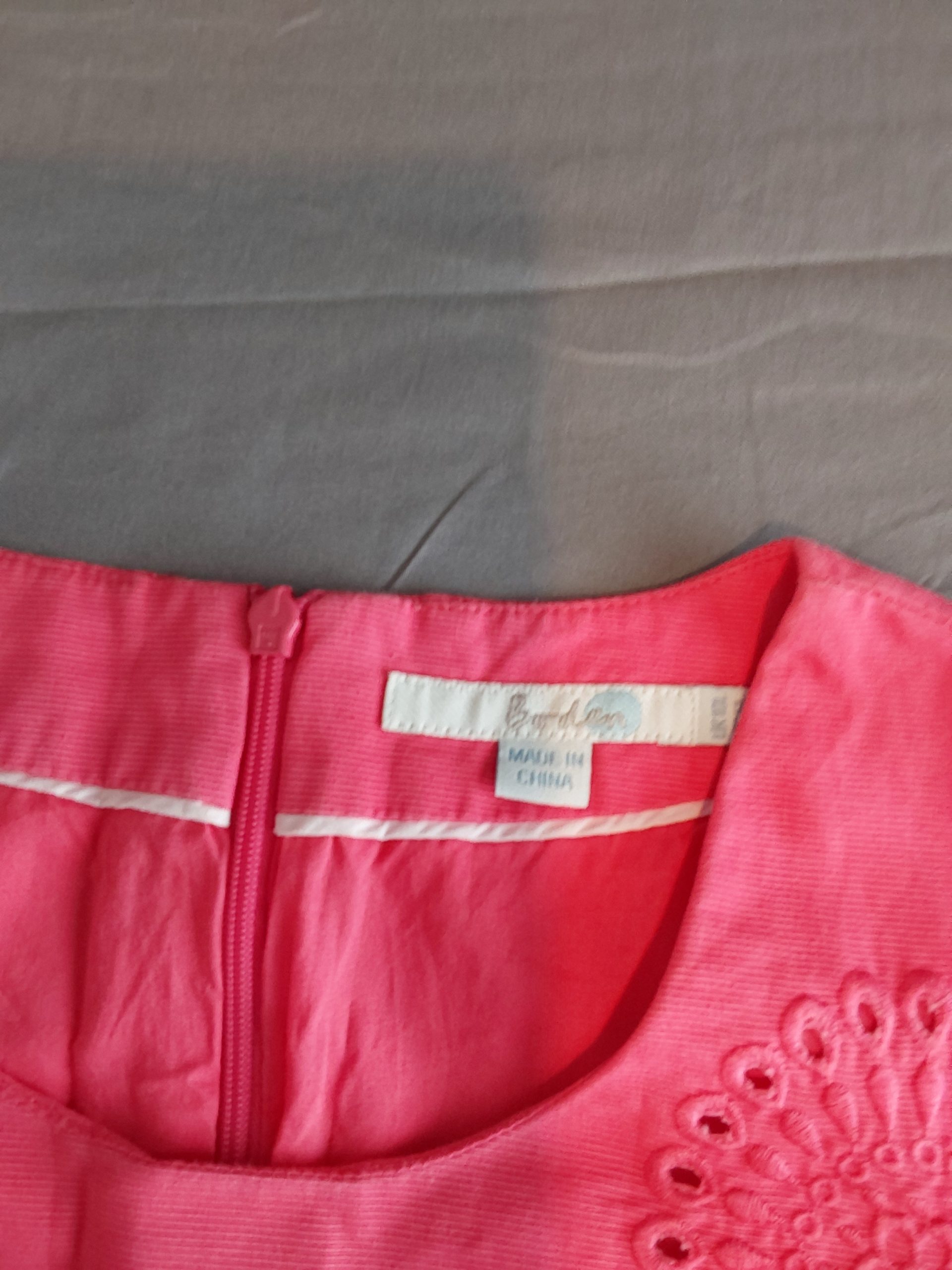 Boden Pink Cotton Dress Medium Eyelet Detail Summer Garden Party image 2