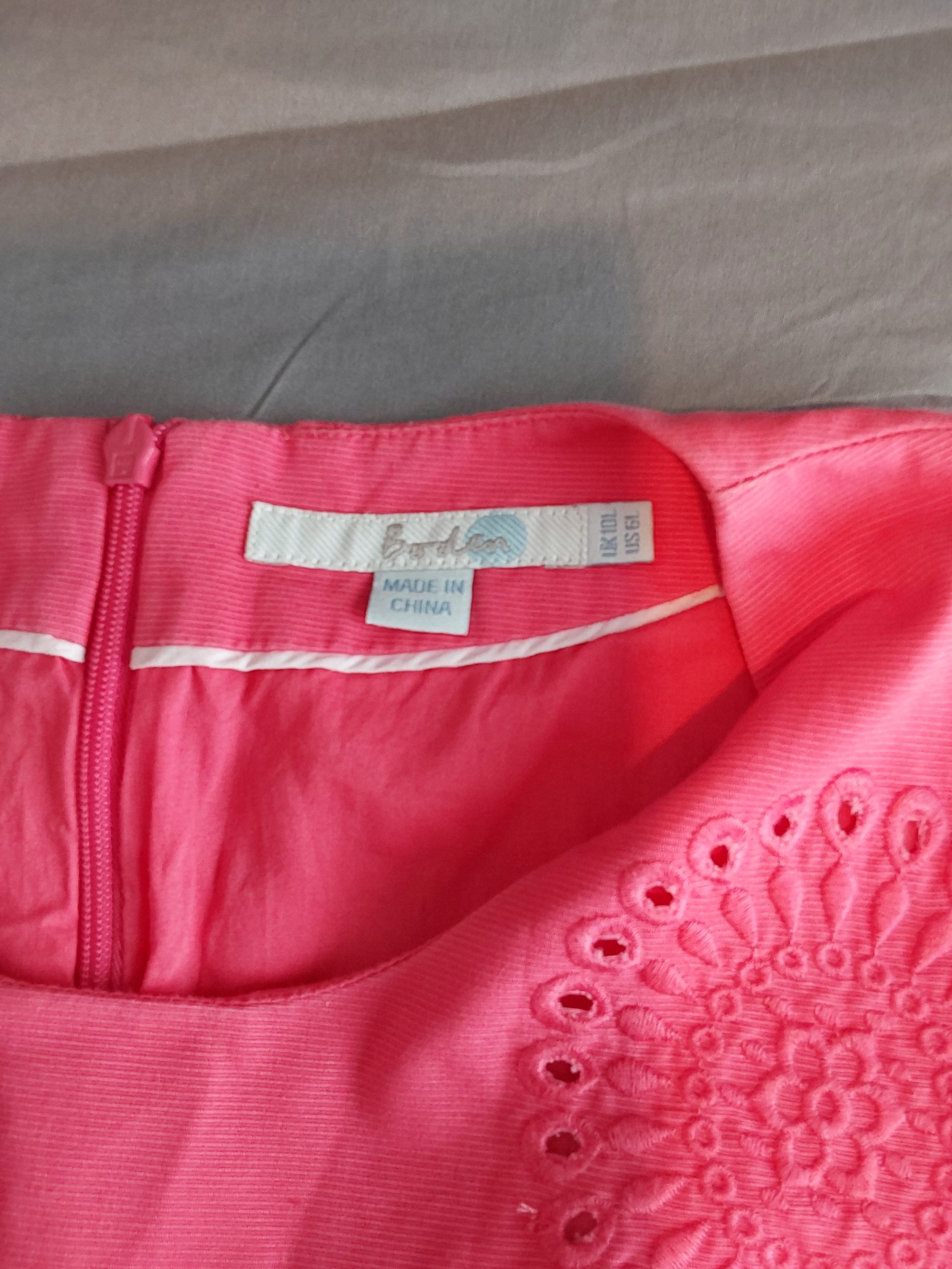 Boden Pink Cotton Dress Medium Eyelet Detail Summer Garden Party image 3