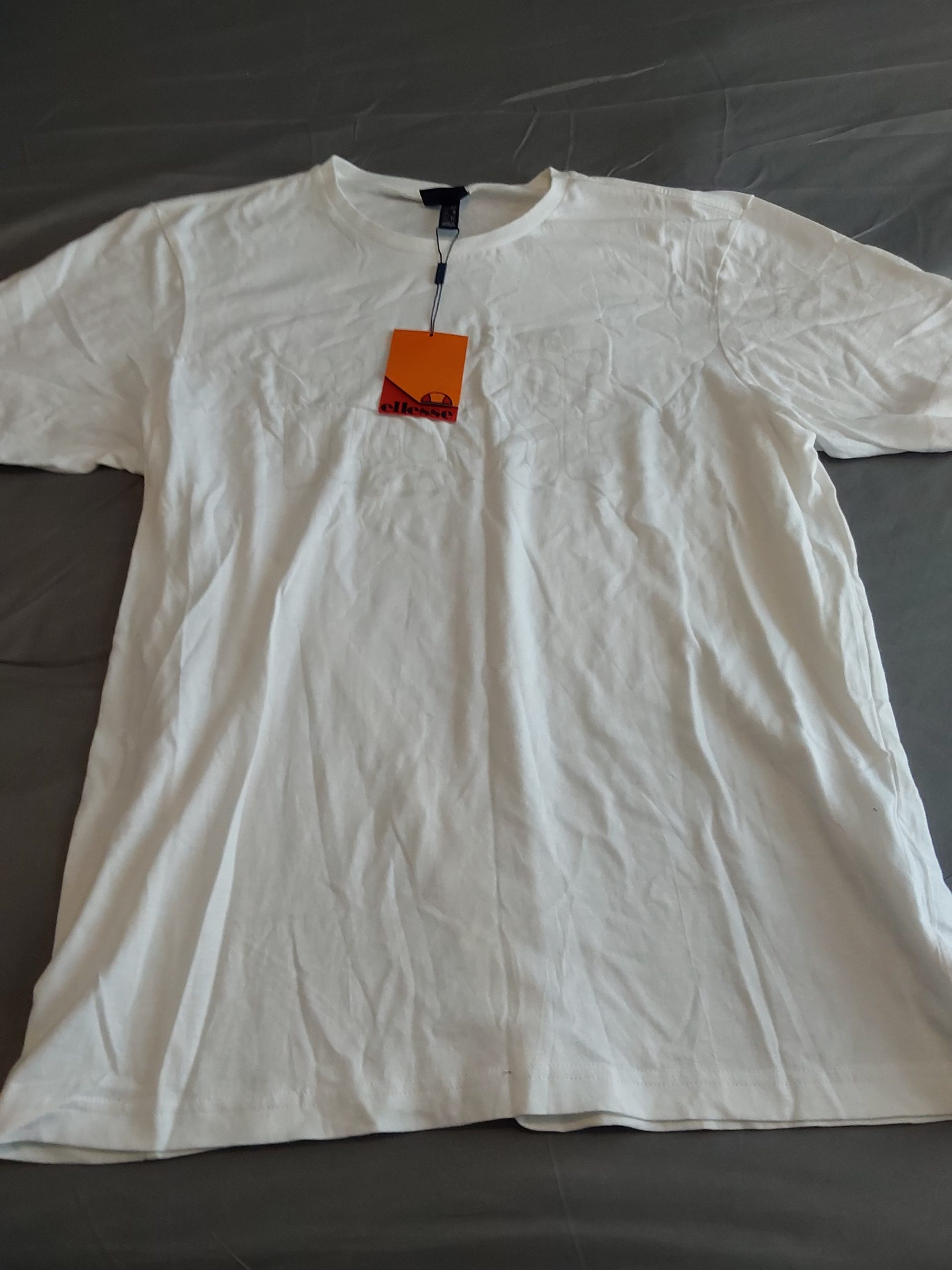 Ellesse White Cotton T-Shirt UK 12 New With Tags Short Sleeve