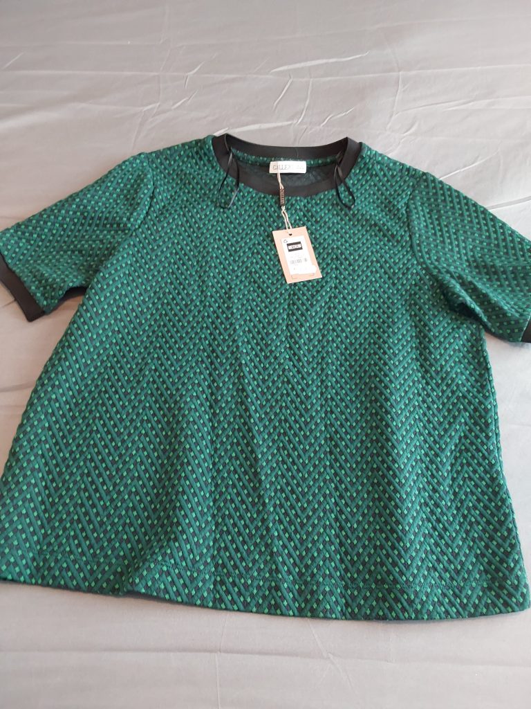 Gallery Green & Black Patterned Short Sleeve Top Medium BNWT