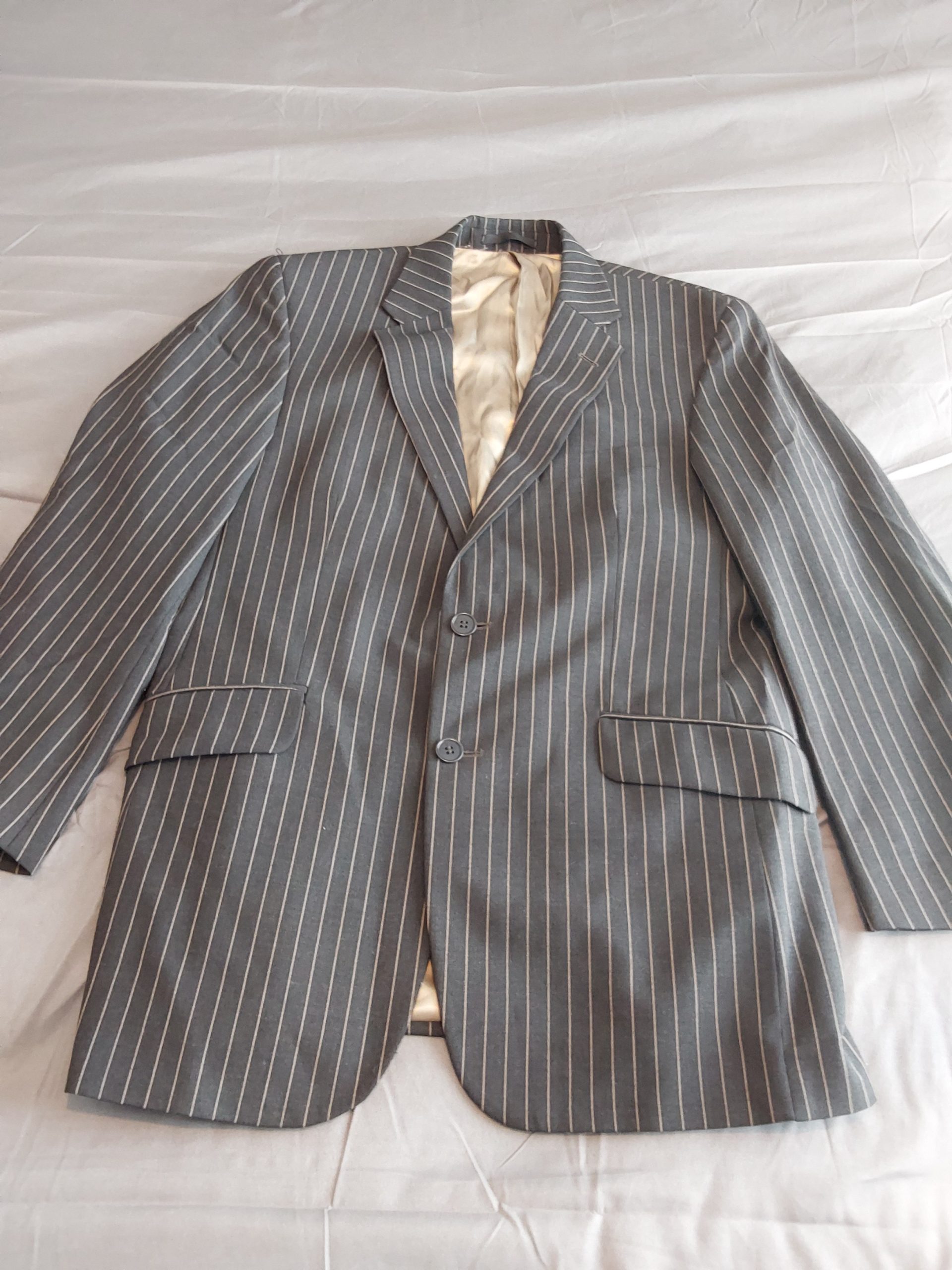 Kartel Grey Pinstripe Blazer Jacket 38S Polyester Viscose Lycra Mens