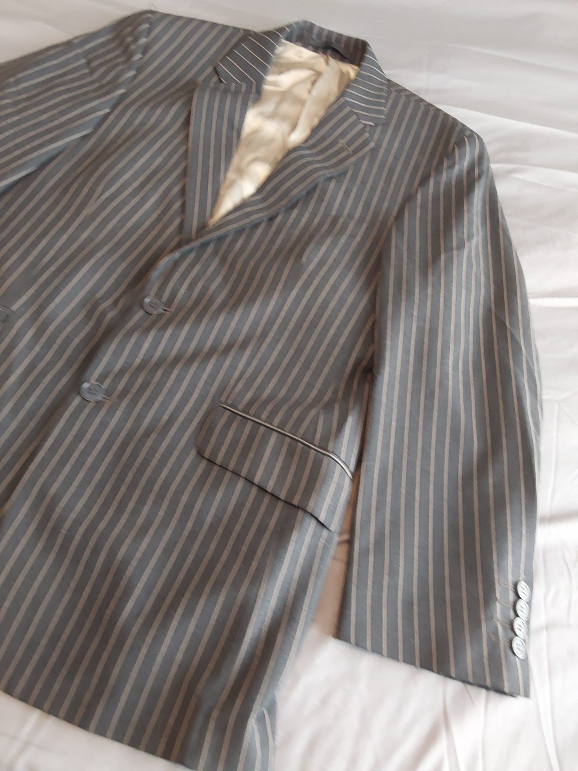 Kartel Grey Pinstripe Blazer Jacket 38S Polyester Viscose Lycra Mens image 2