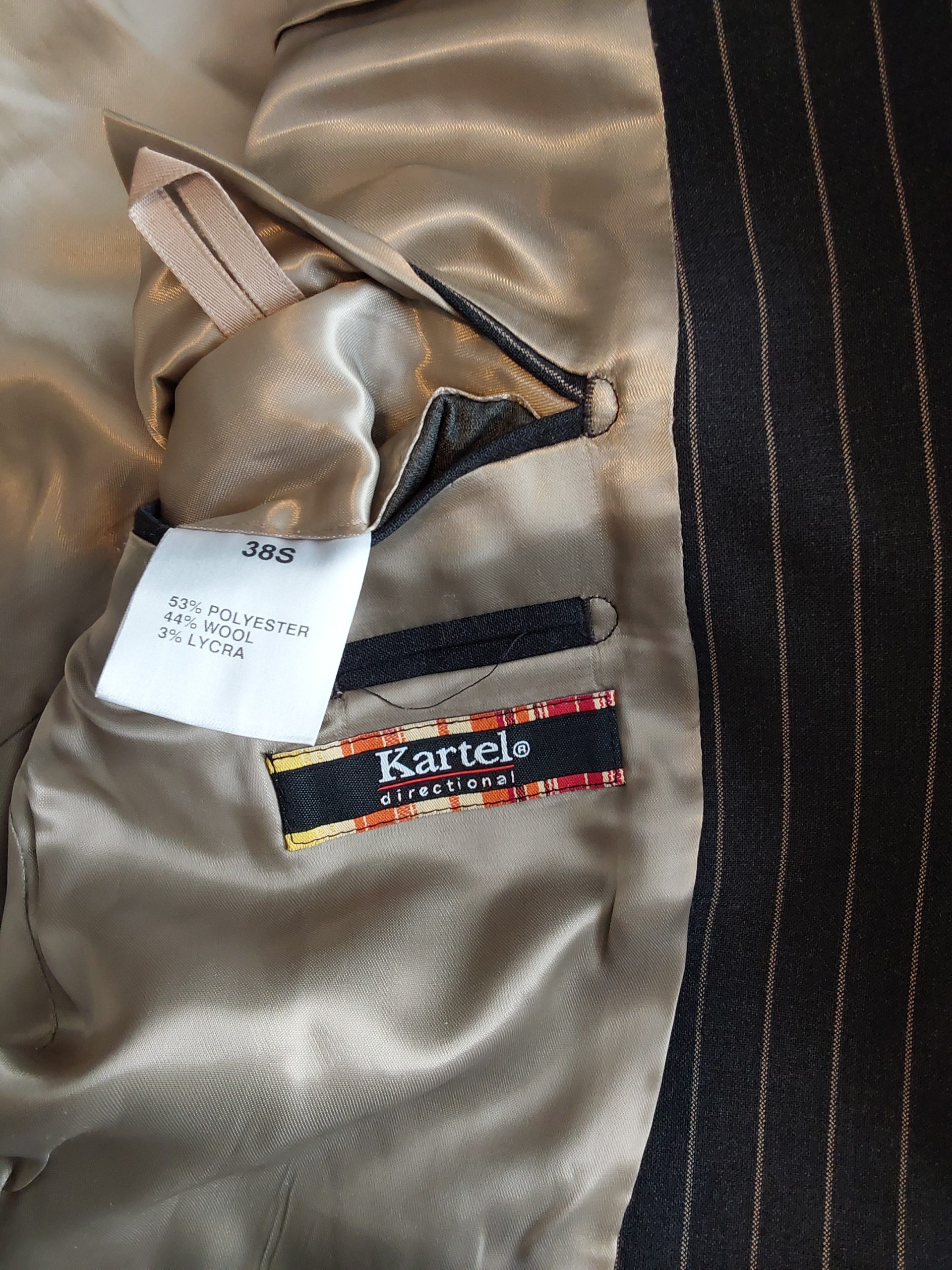 Kartel Grey Pinstripe Blazer Jacket 38S Polyester Viscose Lycra Mens image 4