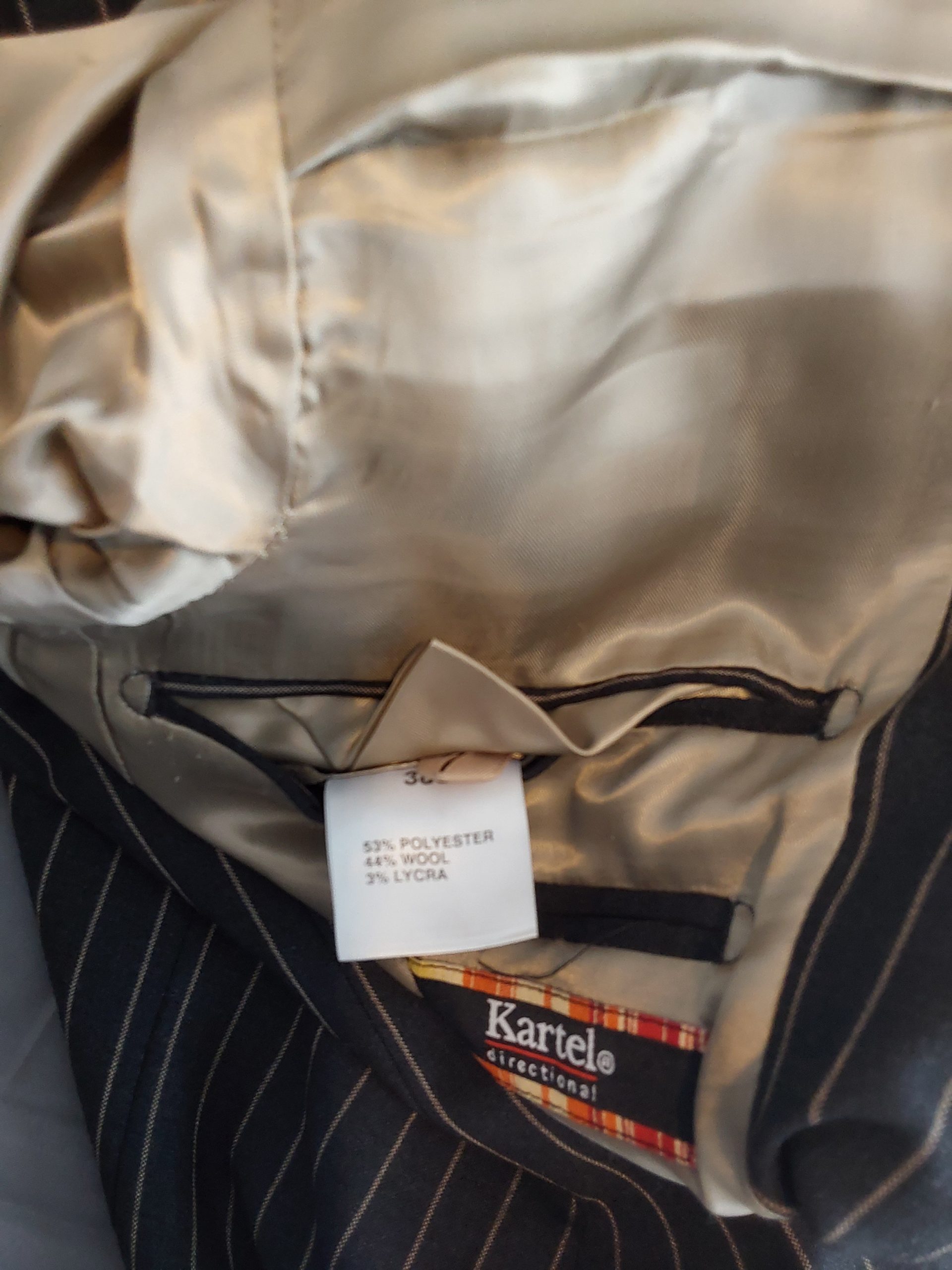 Kartel Grey Pinstripe Blazer Jacket 38S Polyester Viscose Lycra Mens image 7