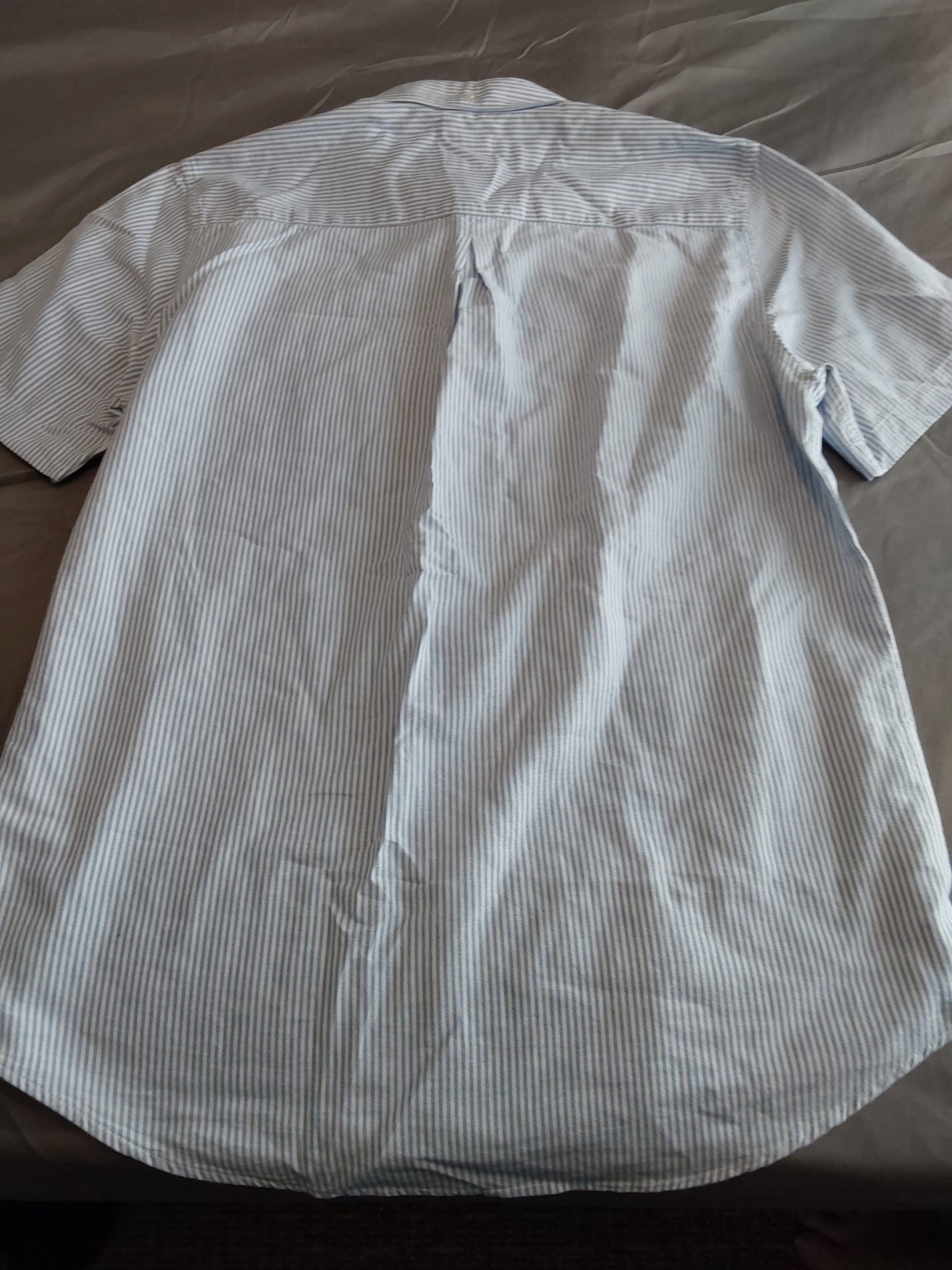 River Island Men's Blue & White Striped Shirt Medium Short Sleeve image 4
