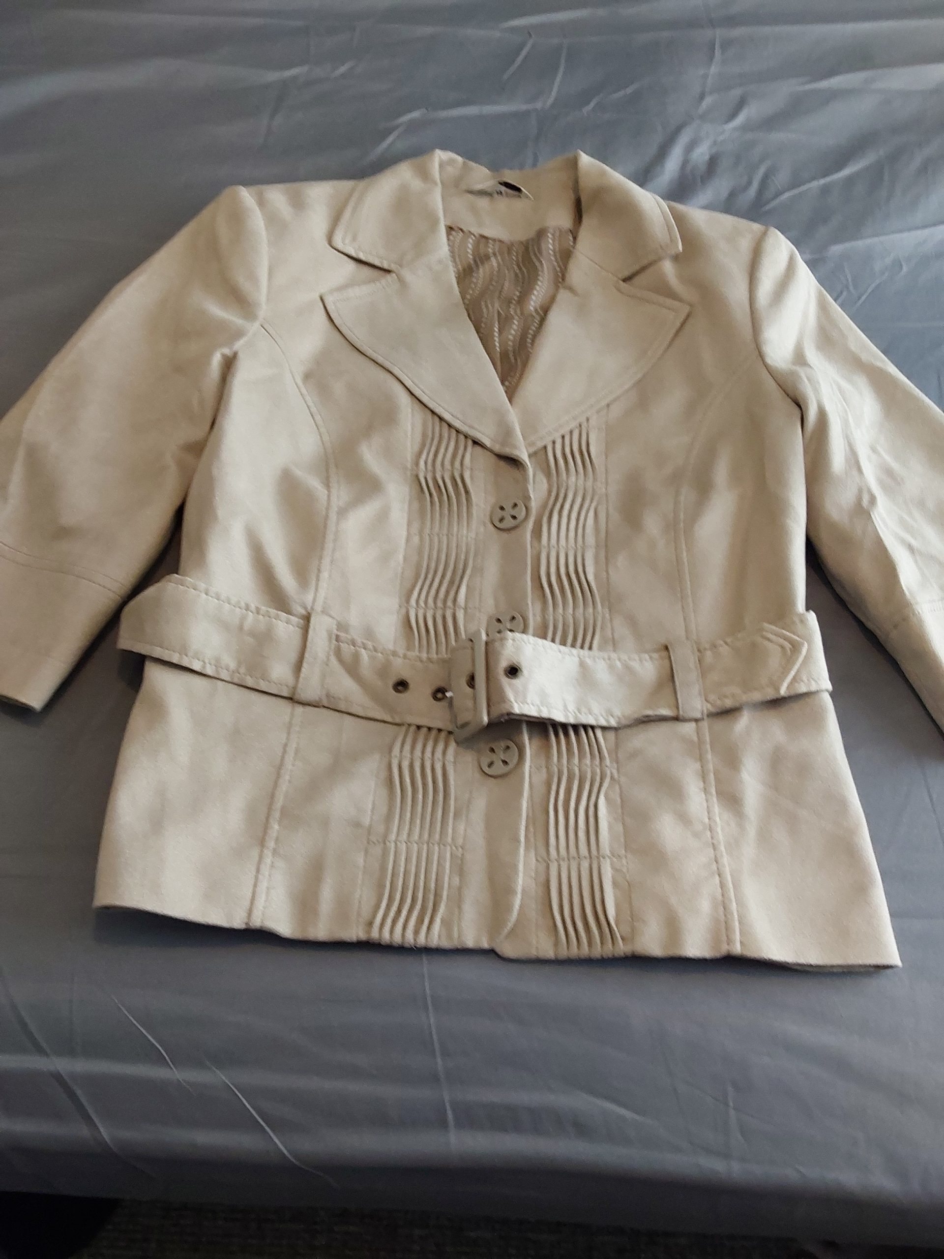Klasson Cream Faux Suede Belted Jacket UK 14