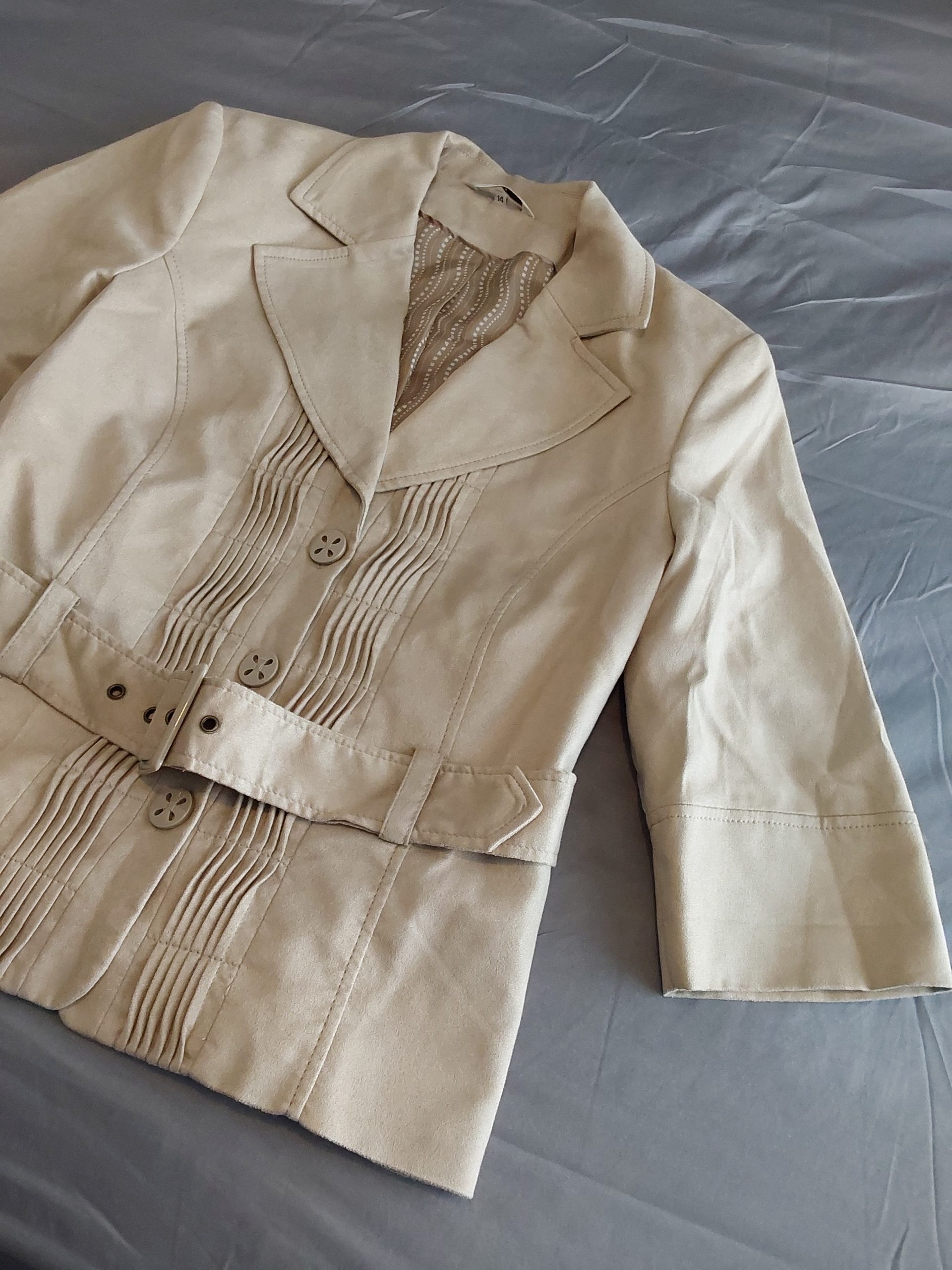Klasson Cream Faux Suede Belted Jacket UK 14 image 2