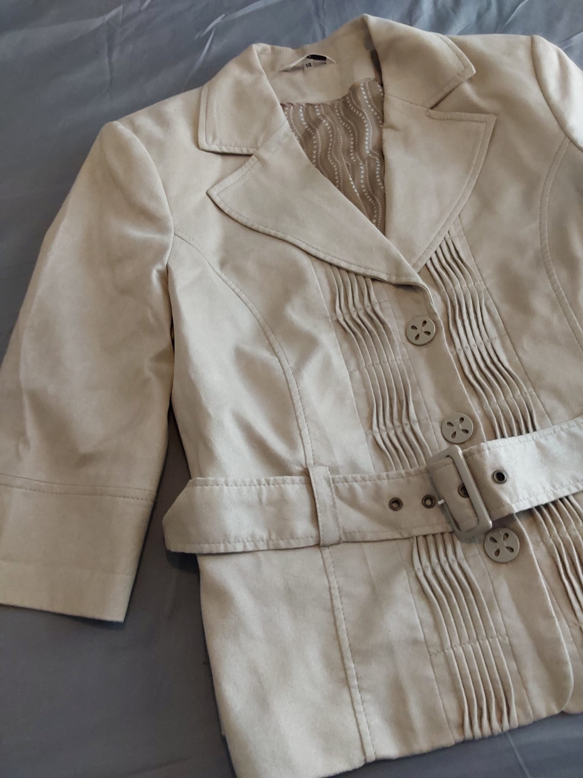 Klasson Cream Faux Suede Belted Jacket UK 14 image 3