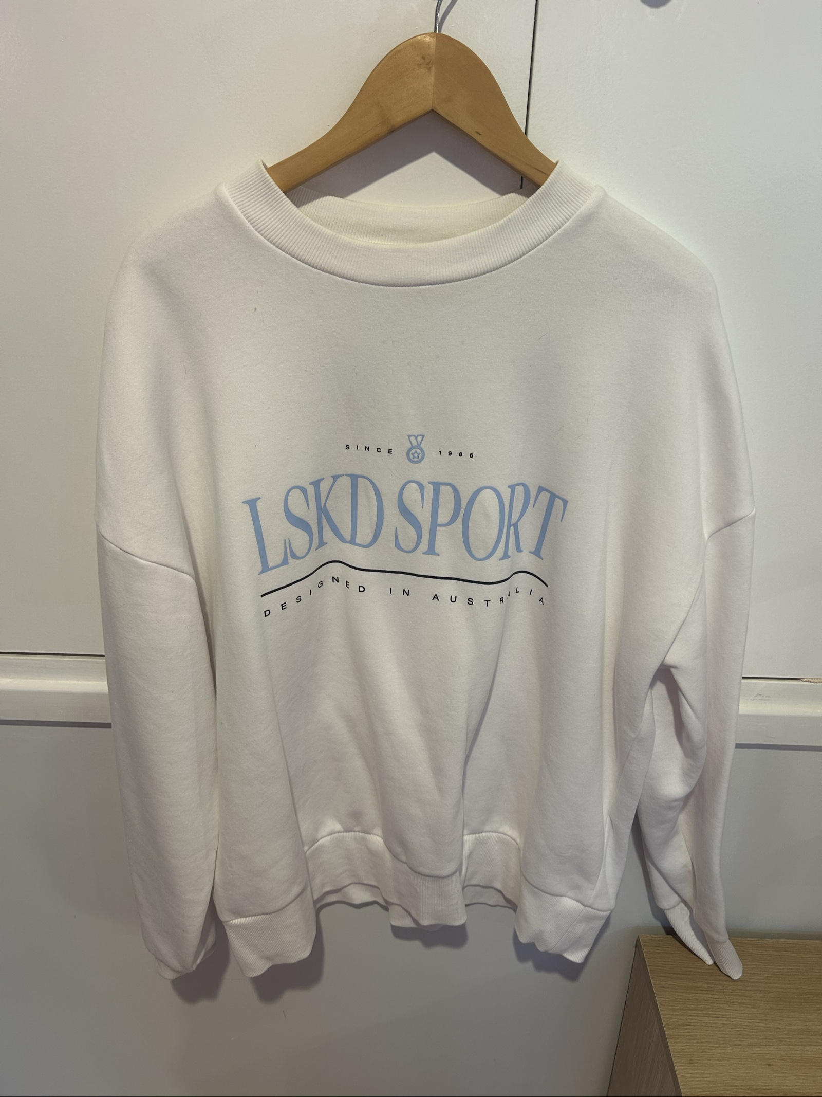 LSKD White & Light Blue Sport Sweatshirt Large
