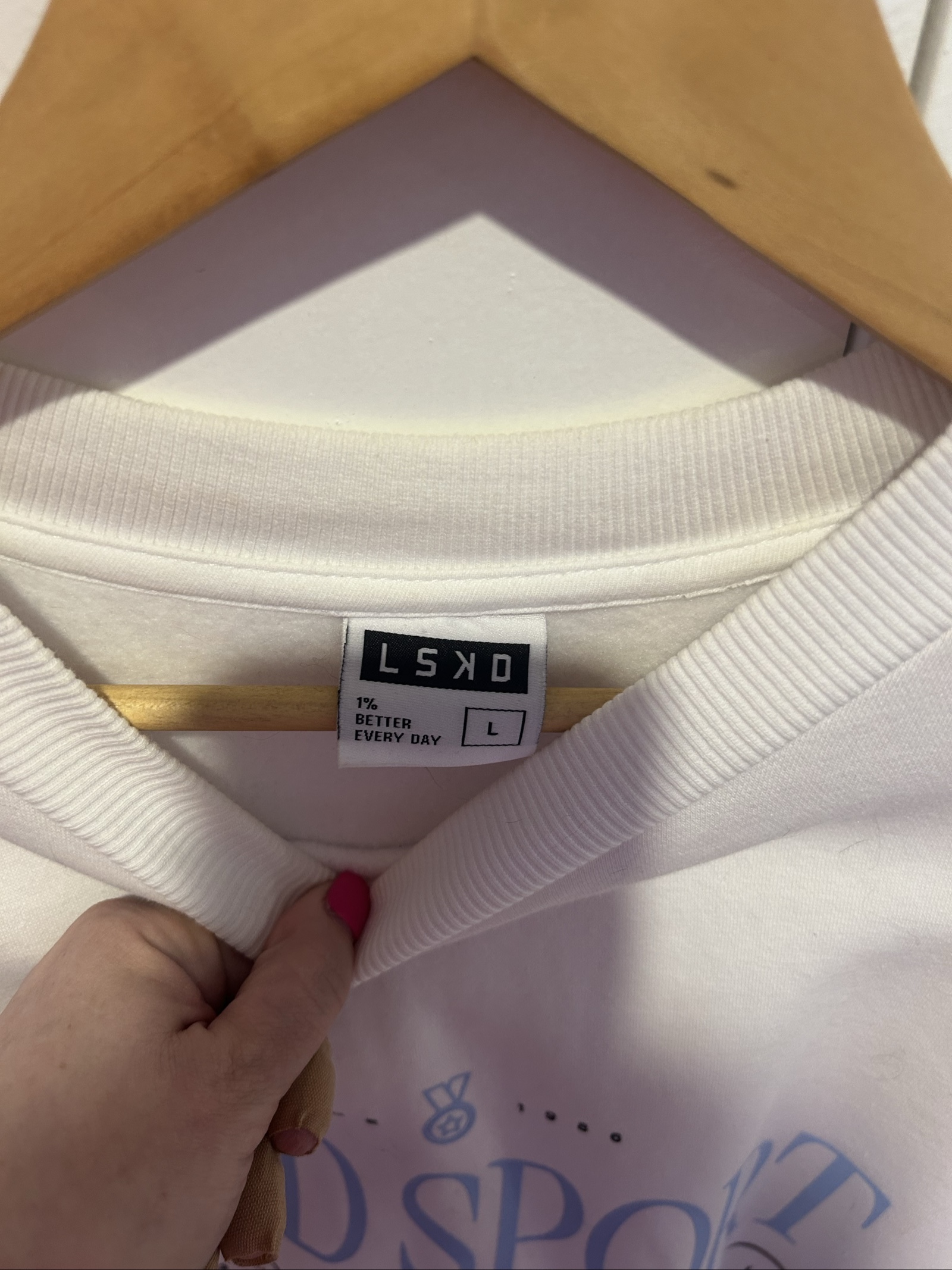 LSKD White & Light Blue Sport Sweatshirt Large image 3