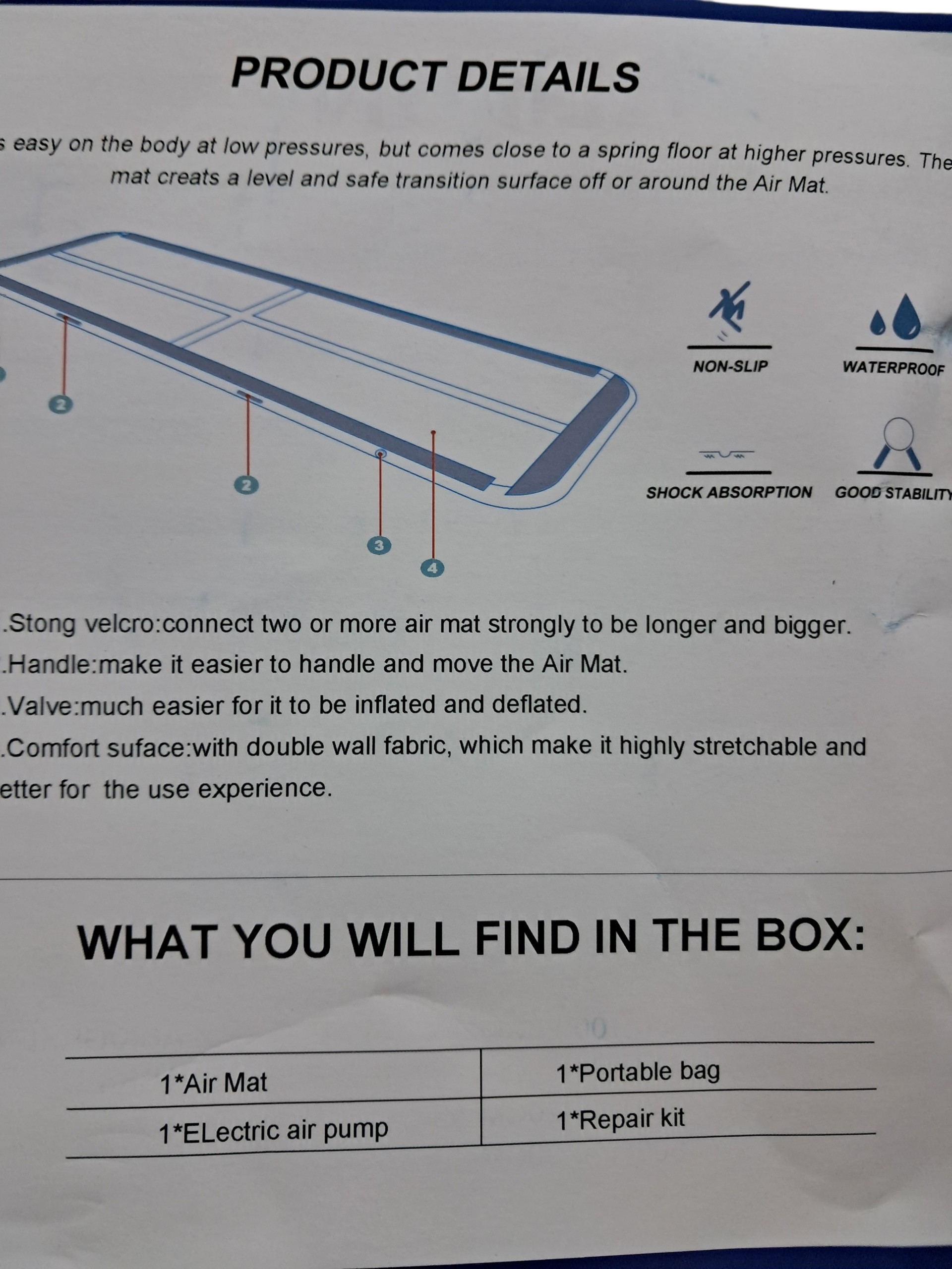 ALIFUN Opblaasbare Airtrack Turnmat Yogamat en Elektrische Pomp image 3