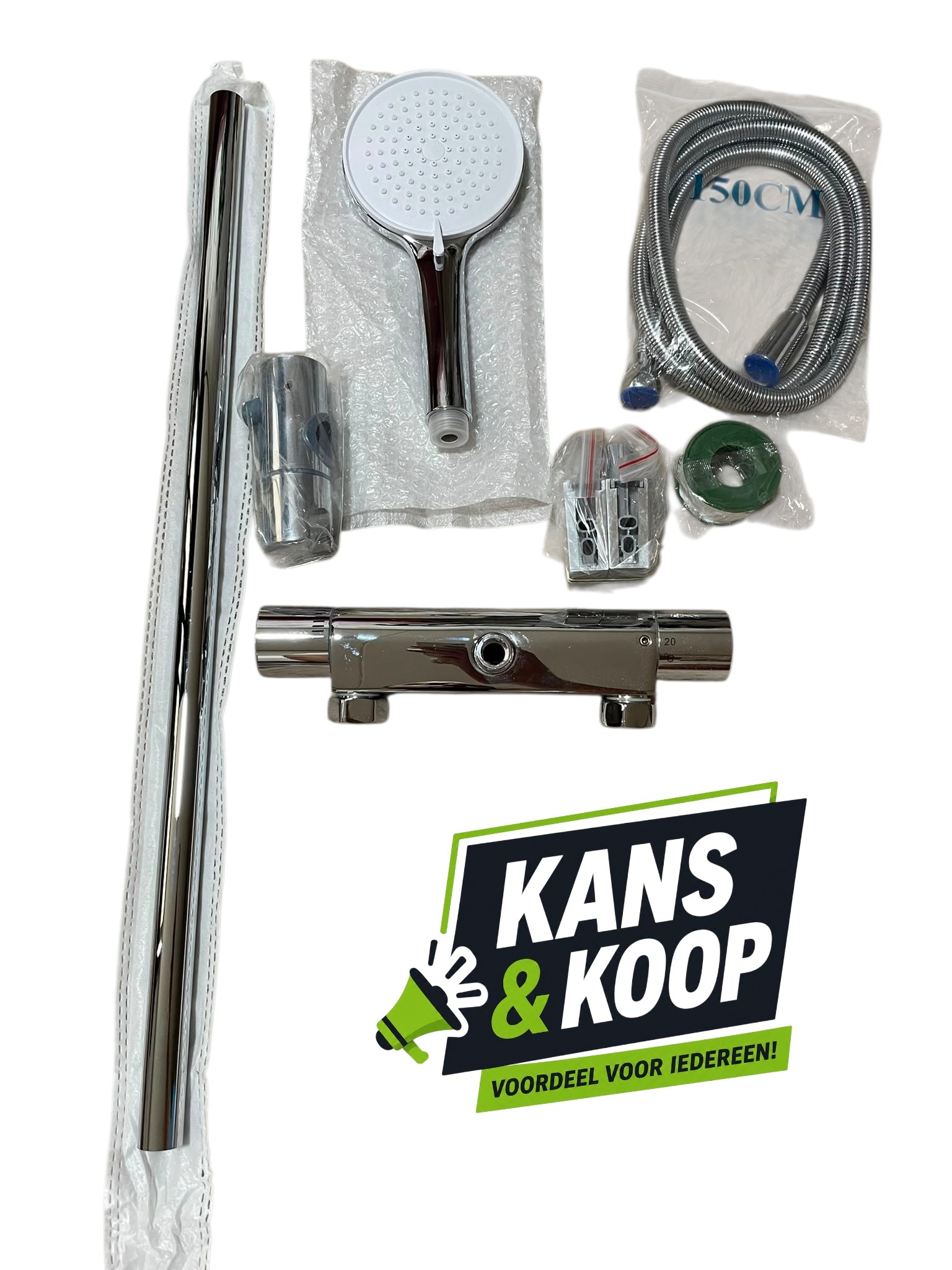 Thermostatische Doucheset met Handdouche Douchestang Chroom