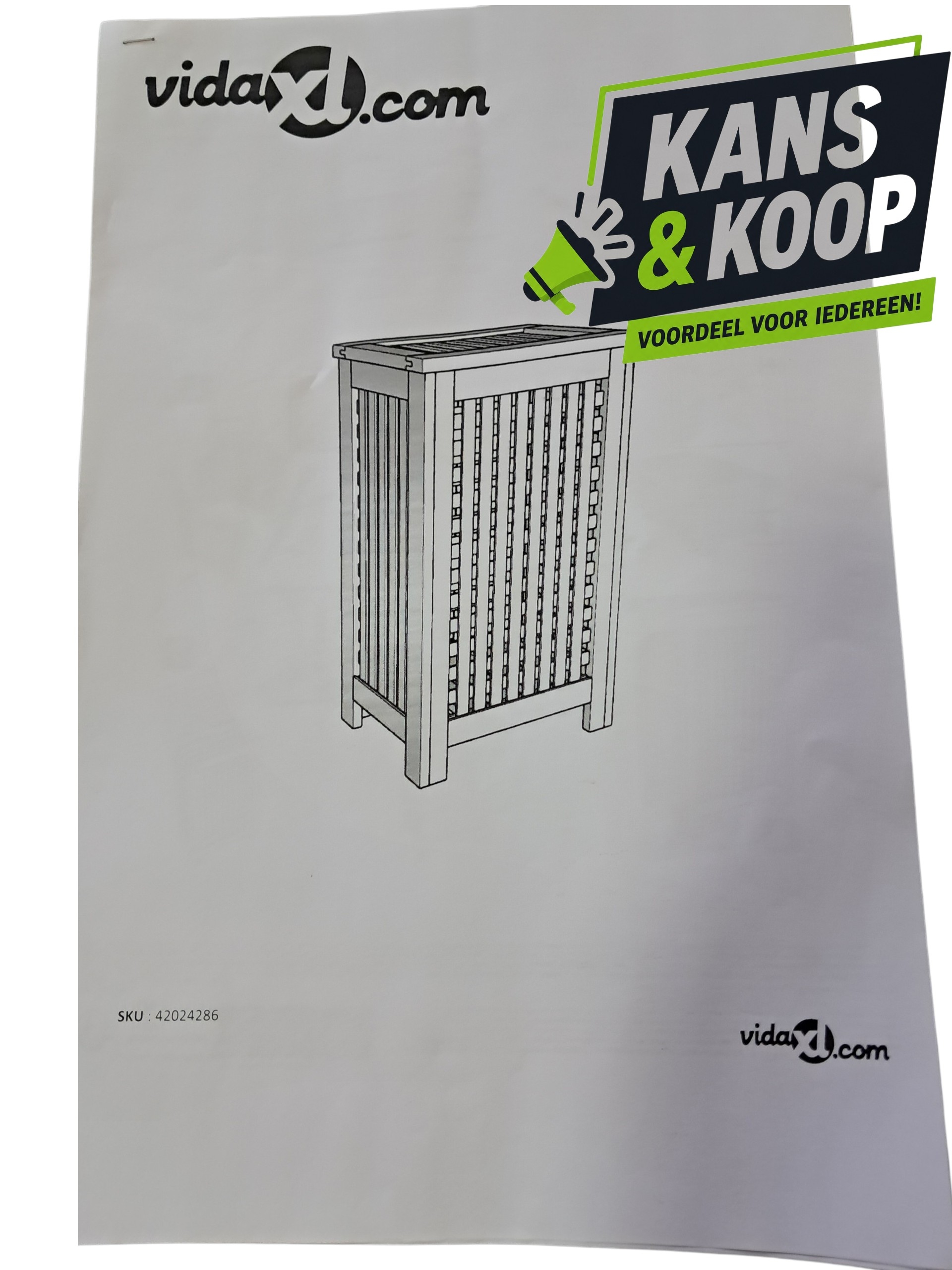 vidaXL Houten Wasmand