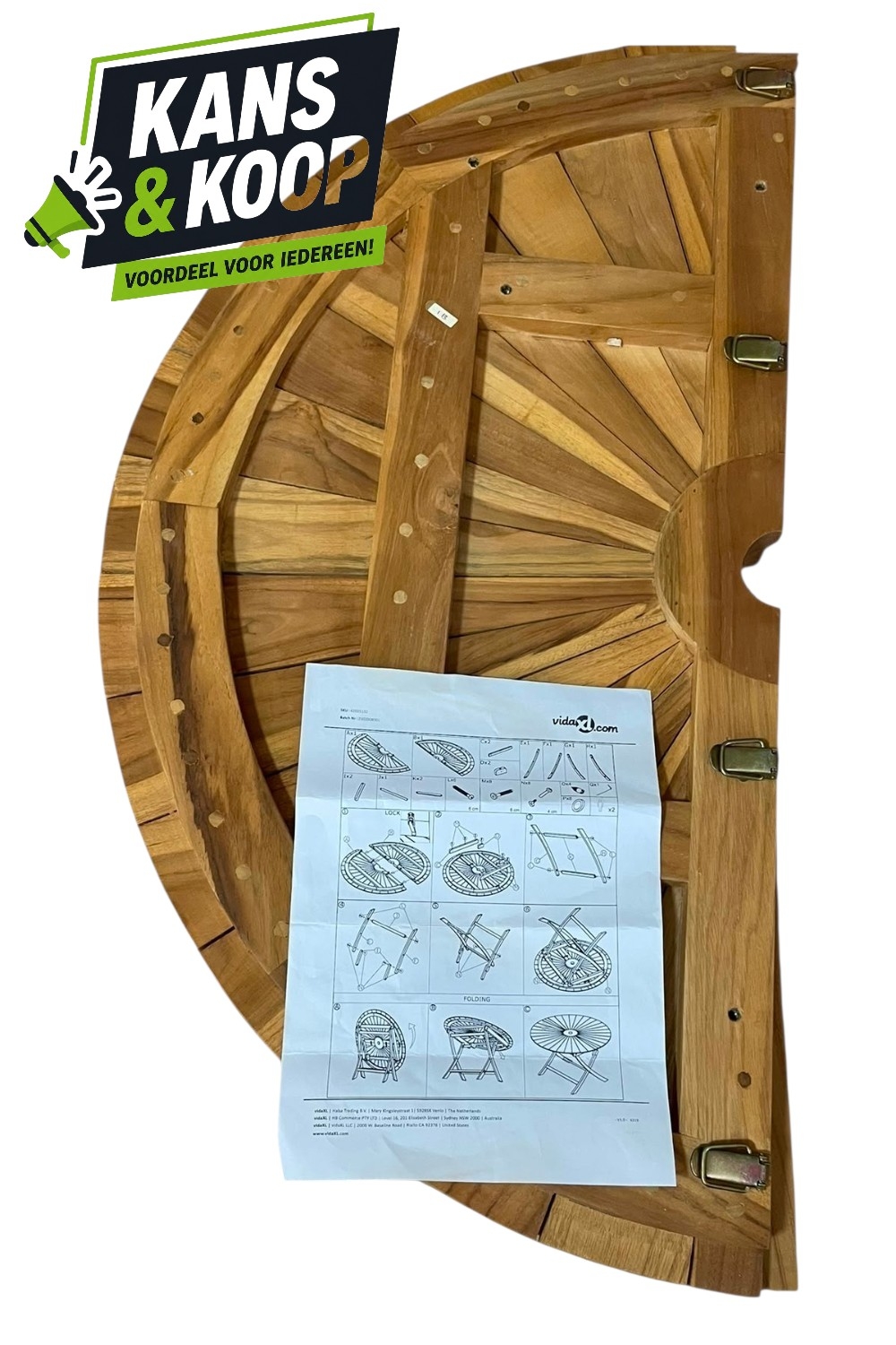 vidaXL Inklapbare Houten Tuintafel Balkontafel Massief Teakhout