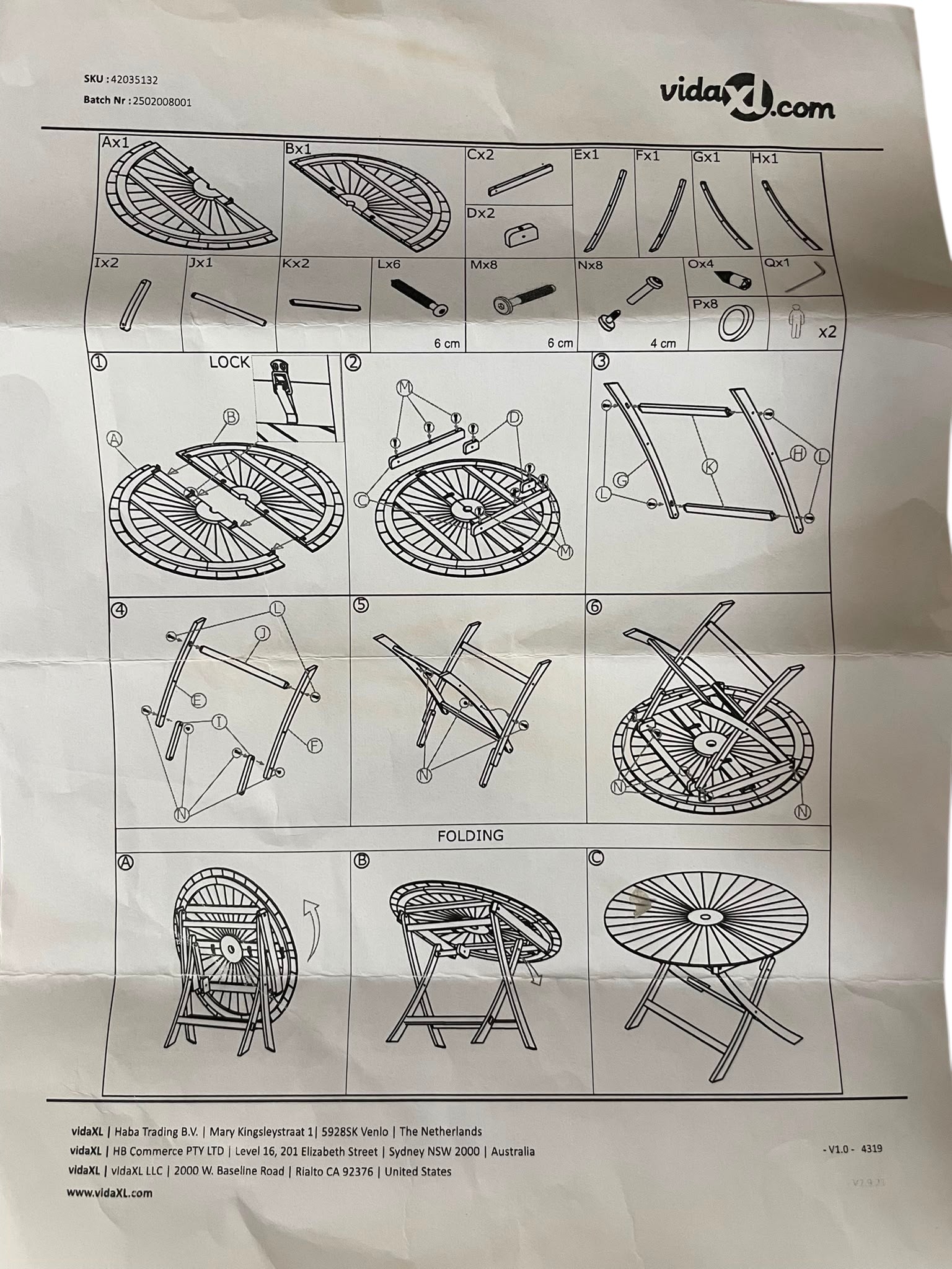 vidaXL Inklapbare Houten Tuintafel Balkontafel Massief Teakhout image 2