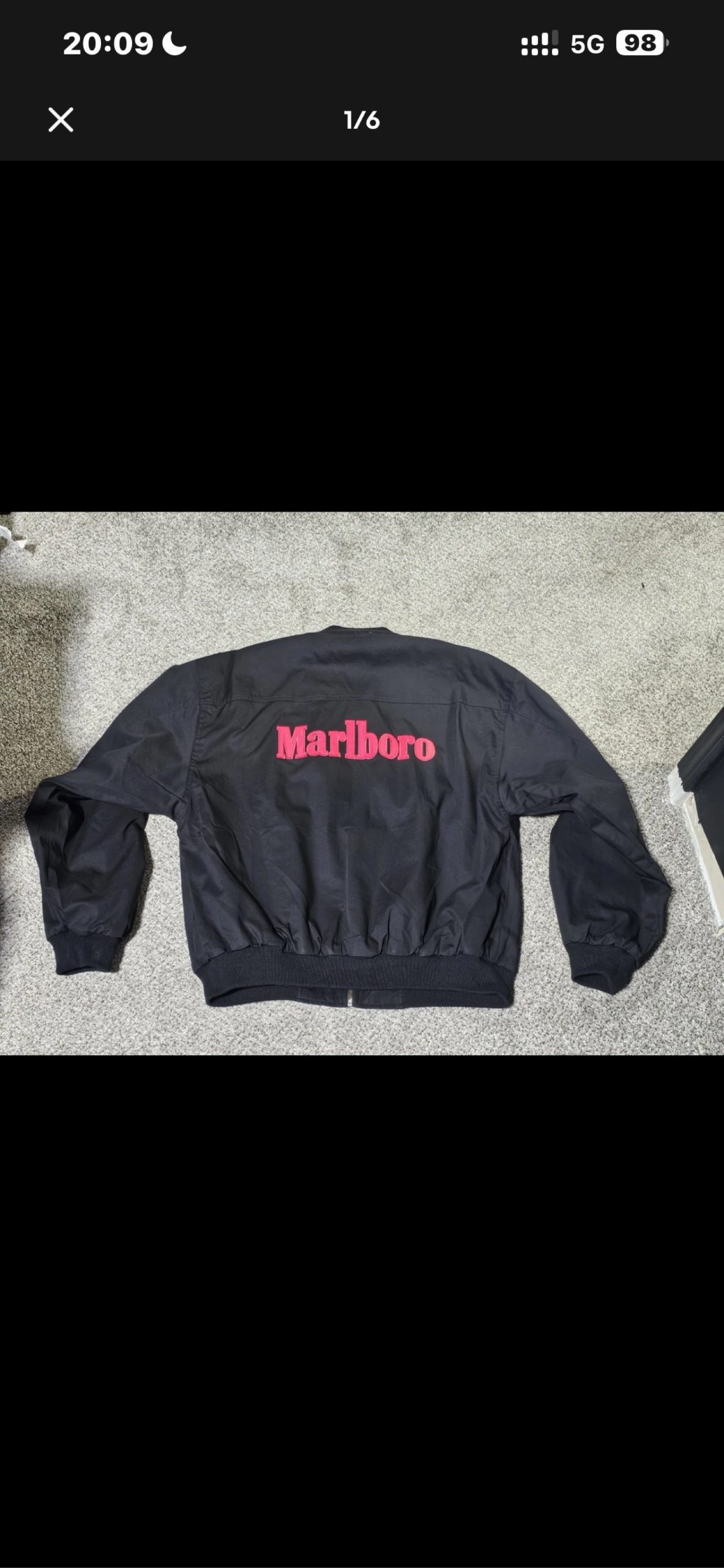 Marlboro Black Bomber Jacket Large Red Logo