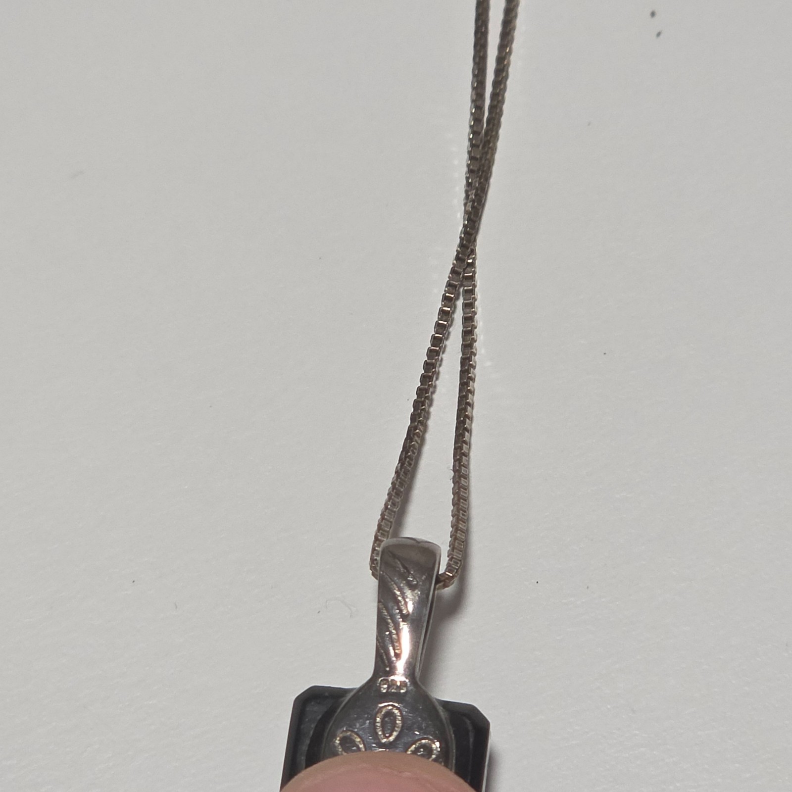 925 sterling Silver Blue Green Glass Pendant Necklace.b3 image 4