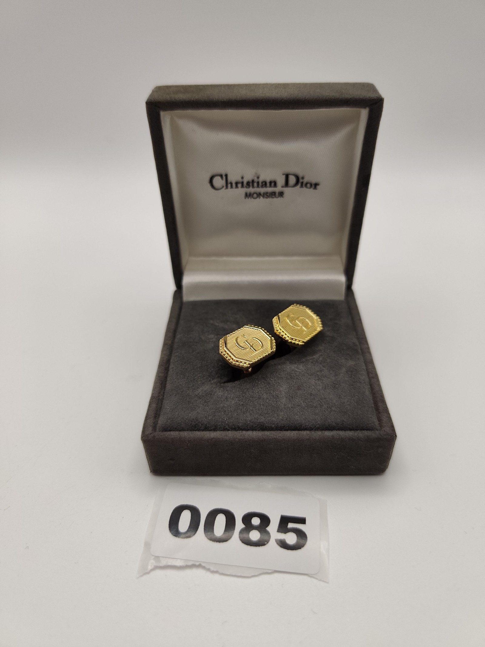 Christian Dior Gold Tone Monsieur Logo Cufflinks Men Other