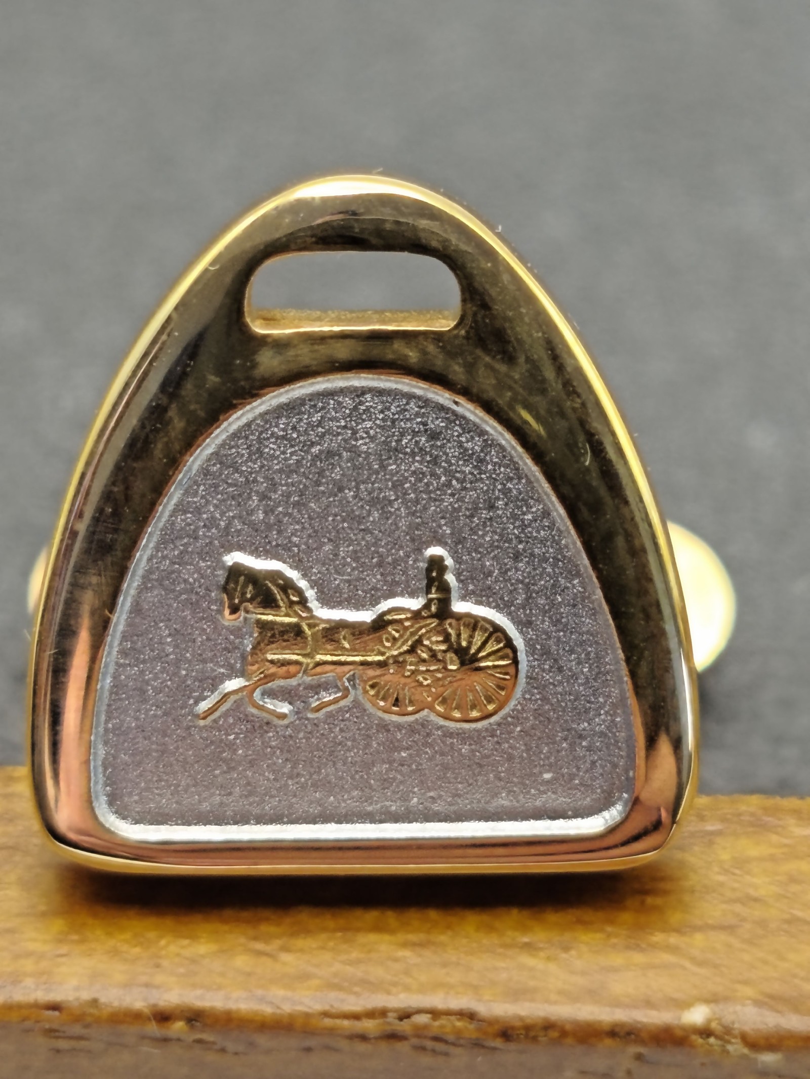 Celine Men Gold & Silver Horse Motif Cufflinks & Tie Clip Set image 6