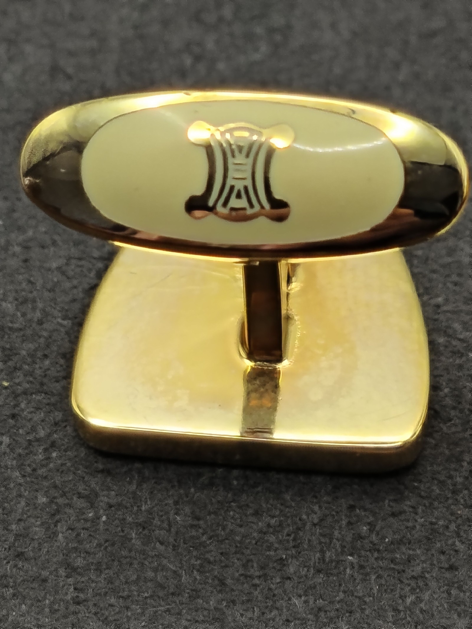 Celine Men Gold & Silver Horse Motif Cufflinks & Tie Clip Set image 8