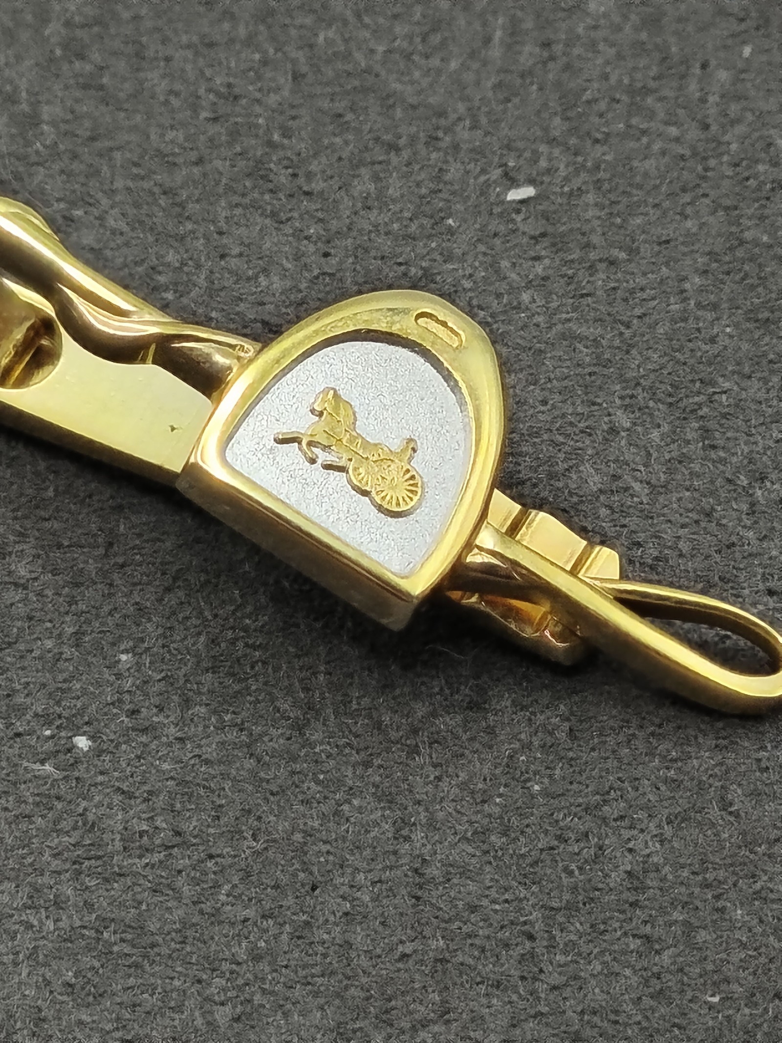 Celine Men Gold & Silver Horse Motif Cufflinks & Tie Clip Set image 10