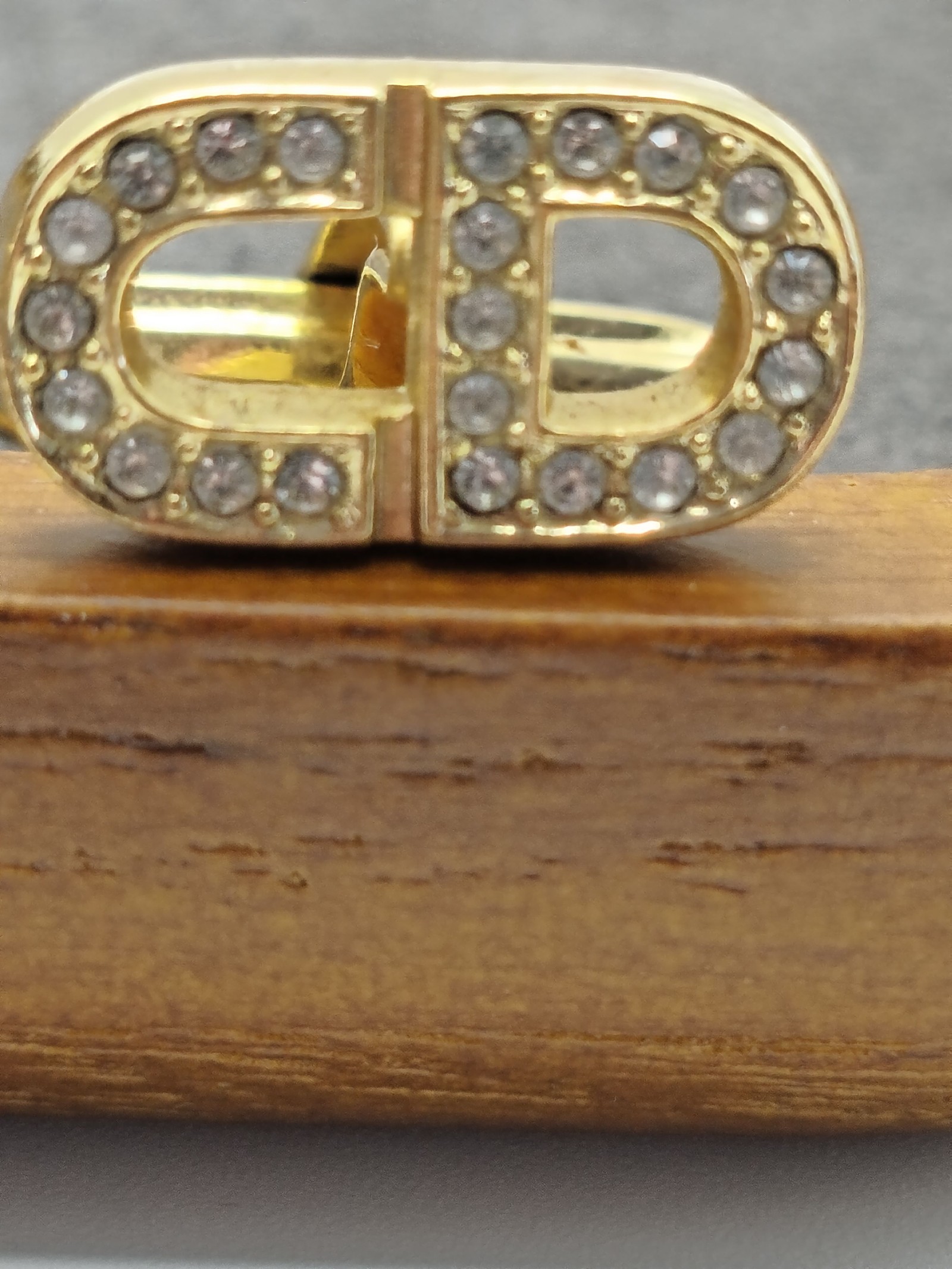 Christian Dior Men's Gold & Crystal CD Logo Cufflinks image 5