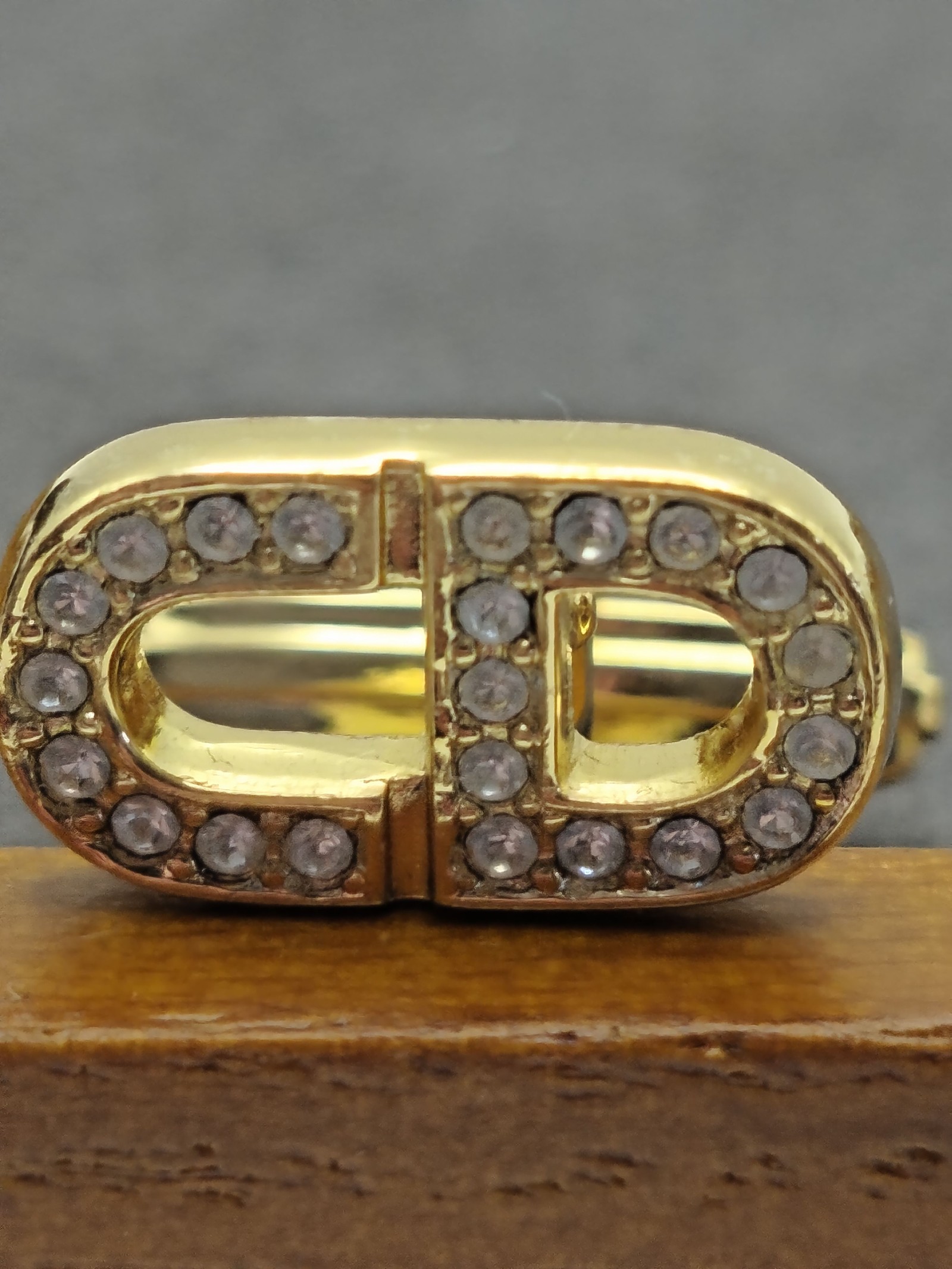 Christian Dior Men's Gold & Crystal CD Logo Cufflinks image 6
