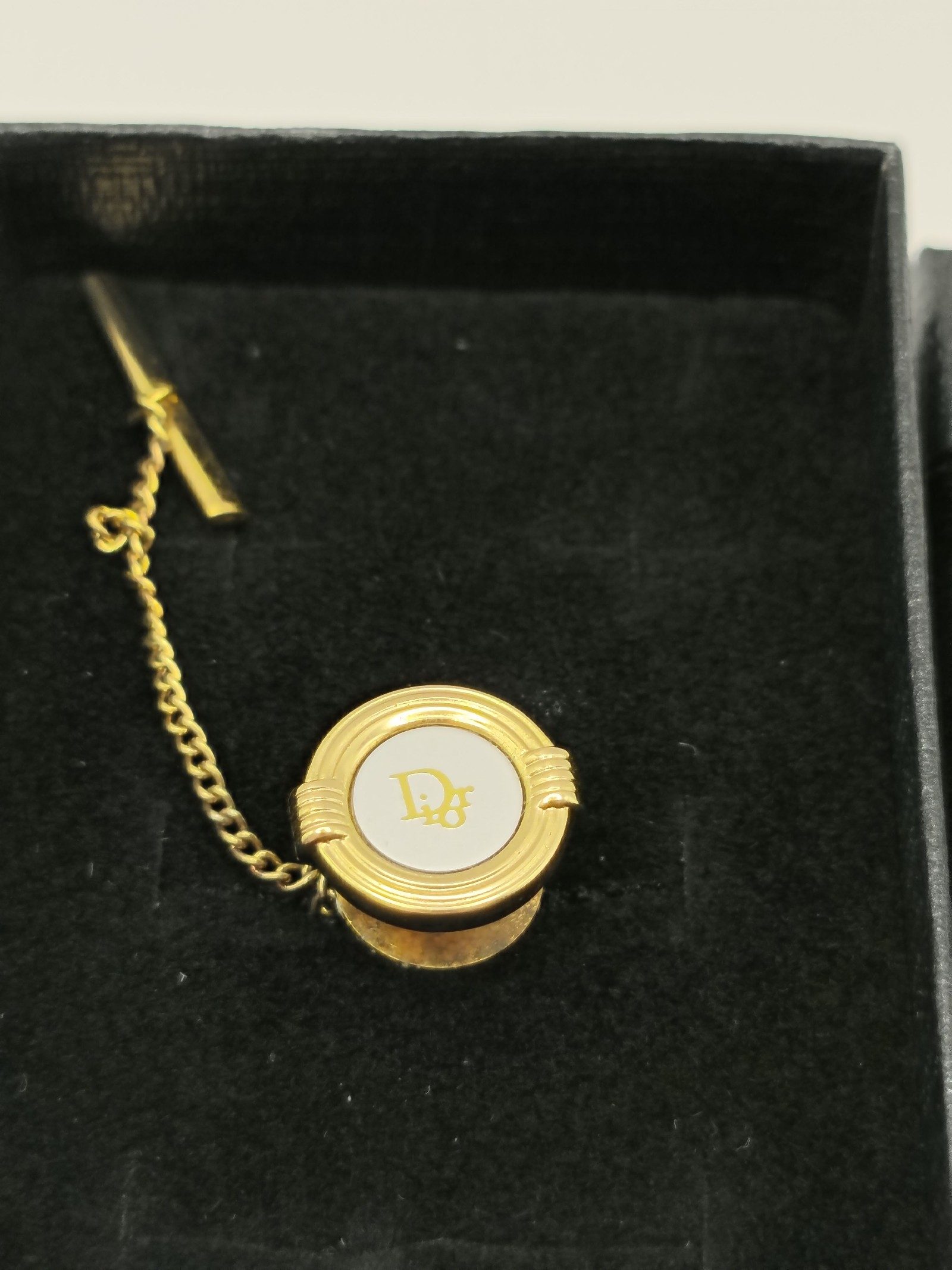Dior Gold-tone & White Logo Tie Clip Pin Other image 2