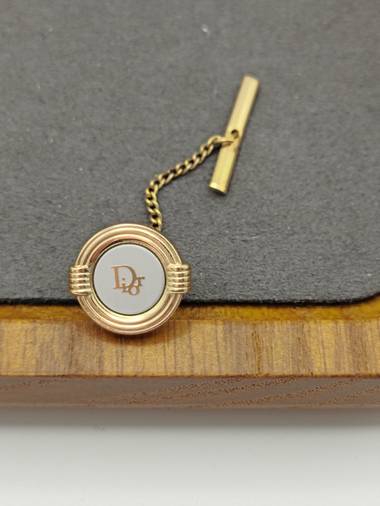 Dior Gold-tone & White Logo Tie Clip Pin Other image 3