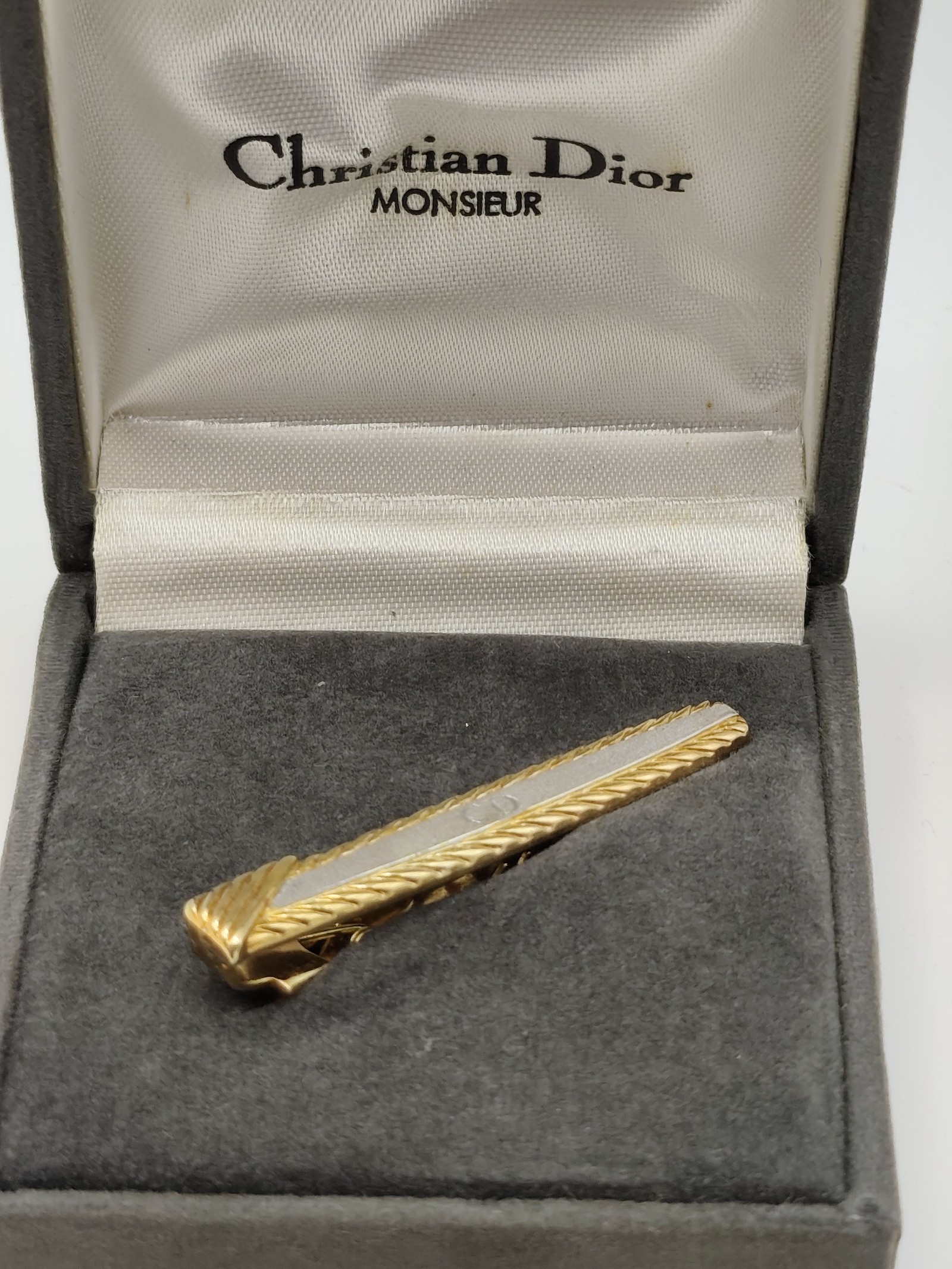 Christian Dior Men's Gold & Silver Tie Clip CD Logo image 2