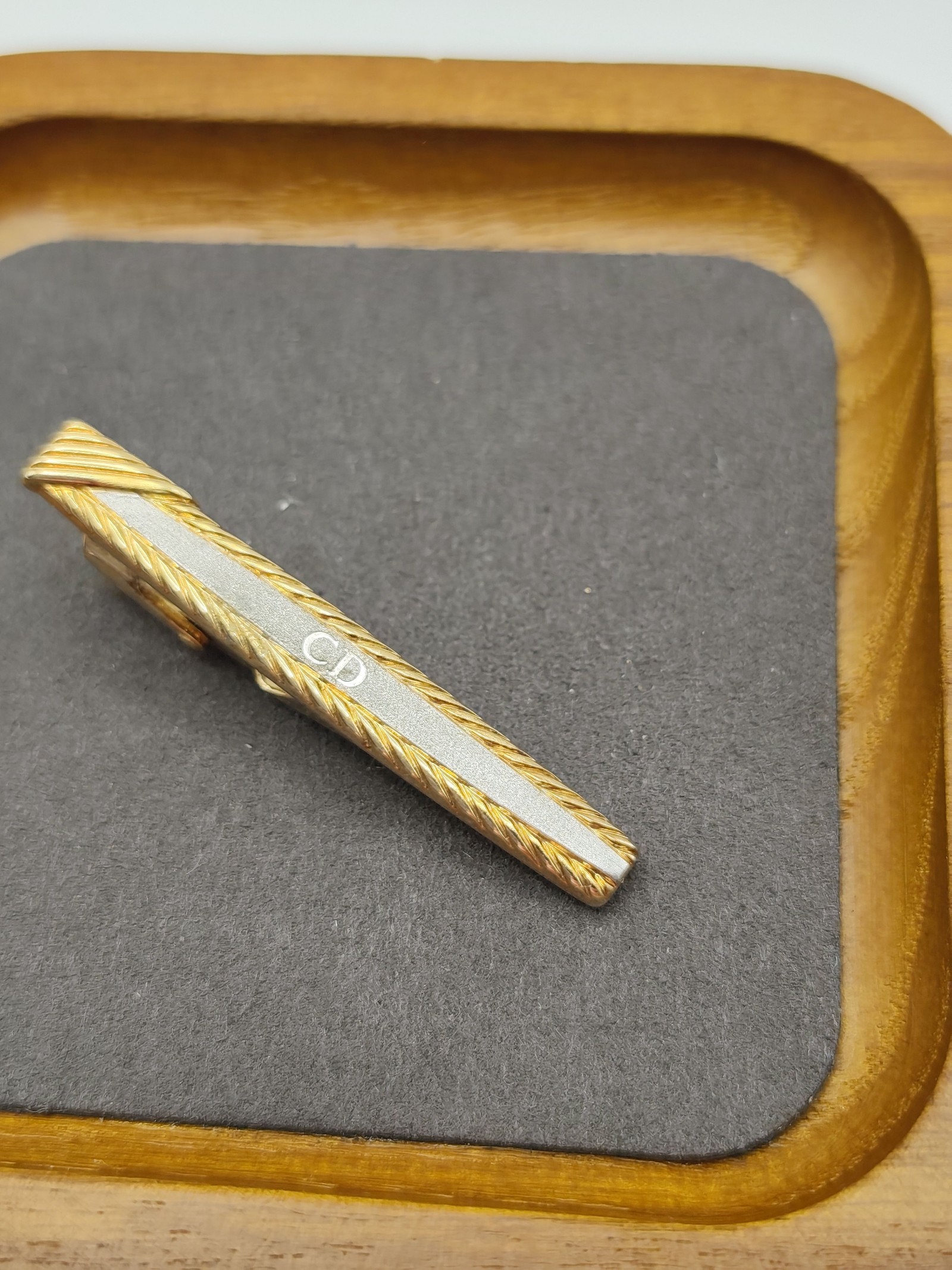 Christian Dior Men's Gold & Silver Tie Clip CD Logo image 4