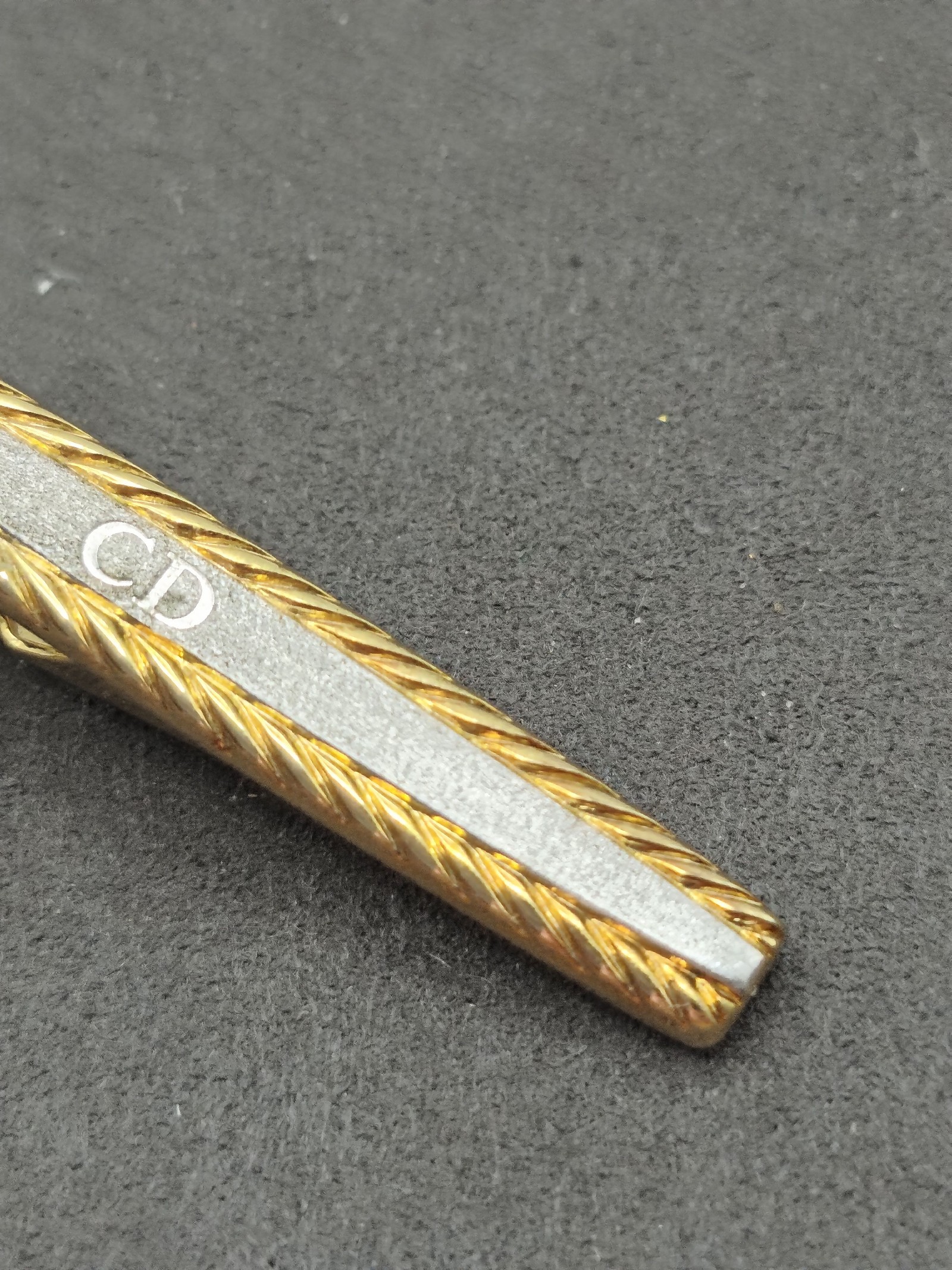 Christian Dior Men's Gold & Silver Tie Clip CD Logo image 5