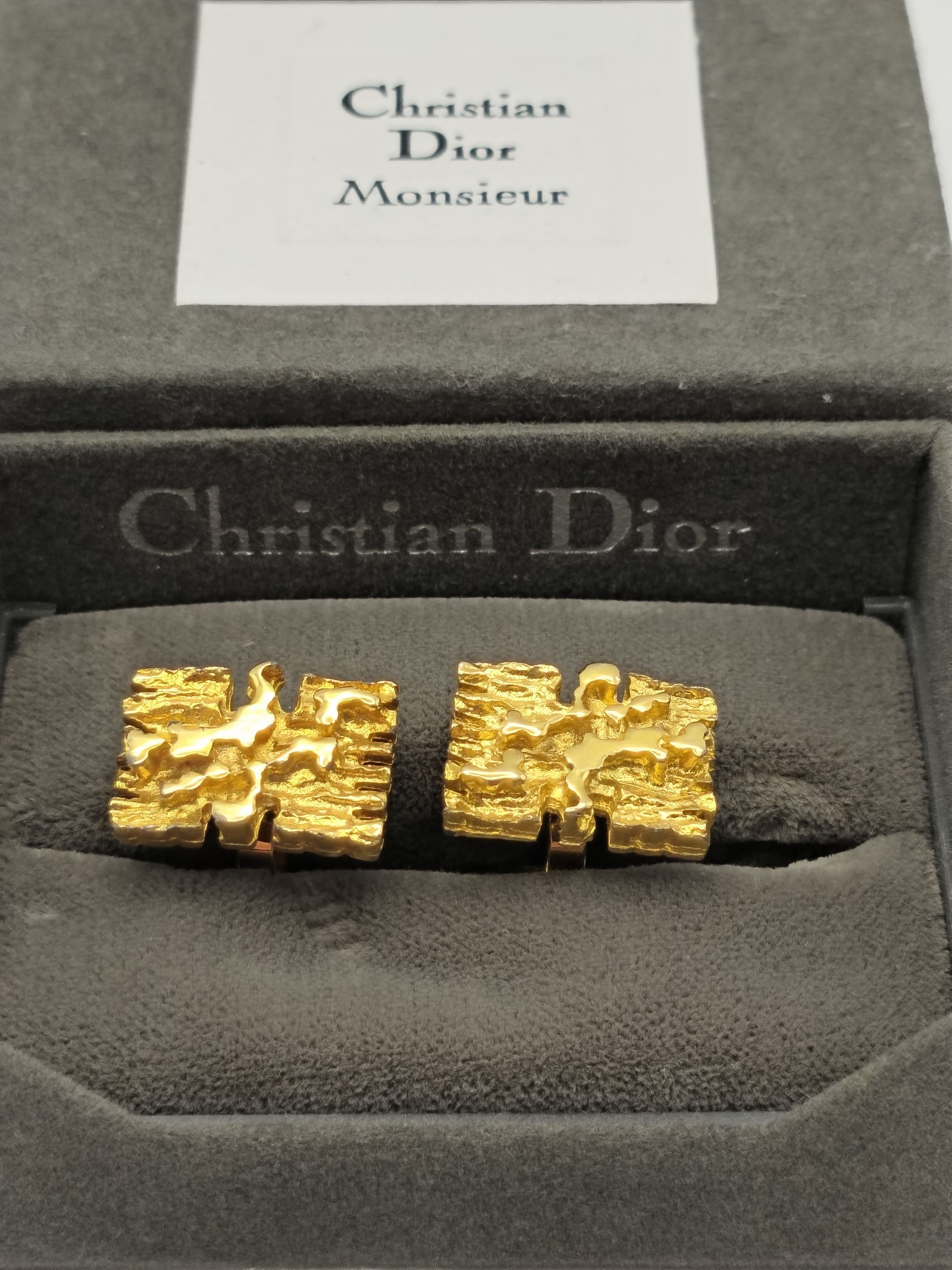 Christian Dior Gold Tone Monsieur Textured Cufflinks Other image 2