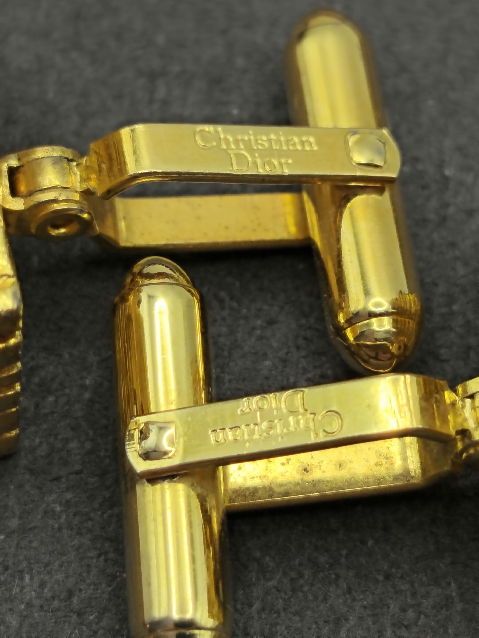 Christian Dior Gold Tone Monsieur Textured Cufflinks Other image 7