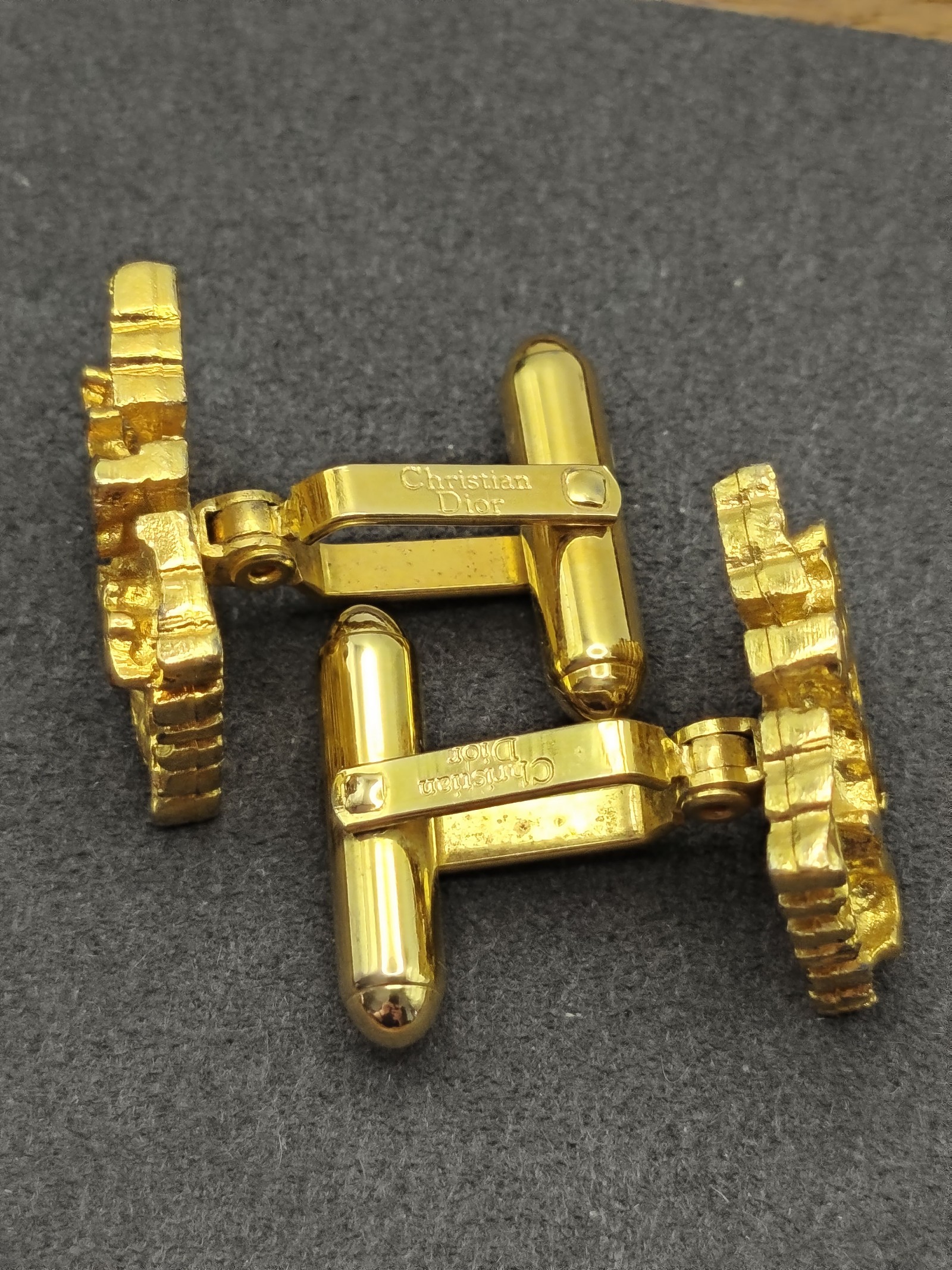 Christian Dior Gold Tone Monsieur Textured Cufflinks Other image 8
