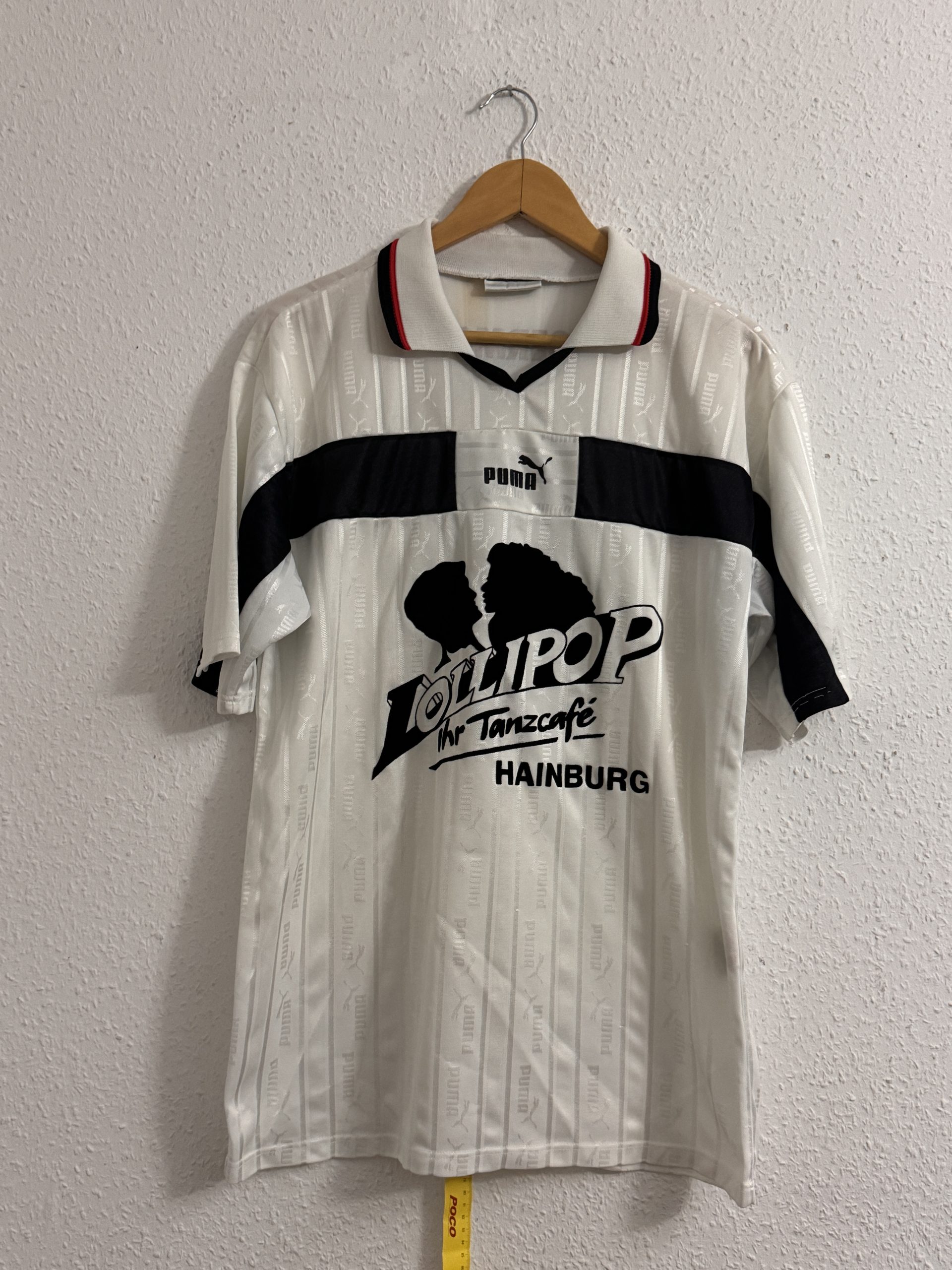 Puma White & Black Vintage Logo Polo Shirt Large 3083