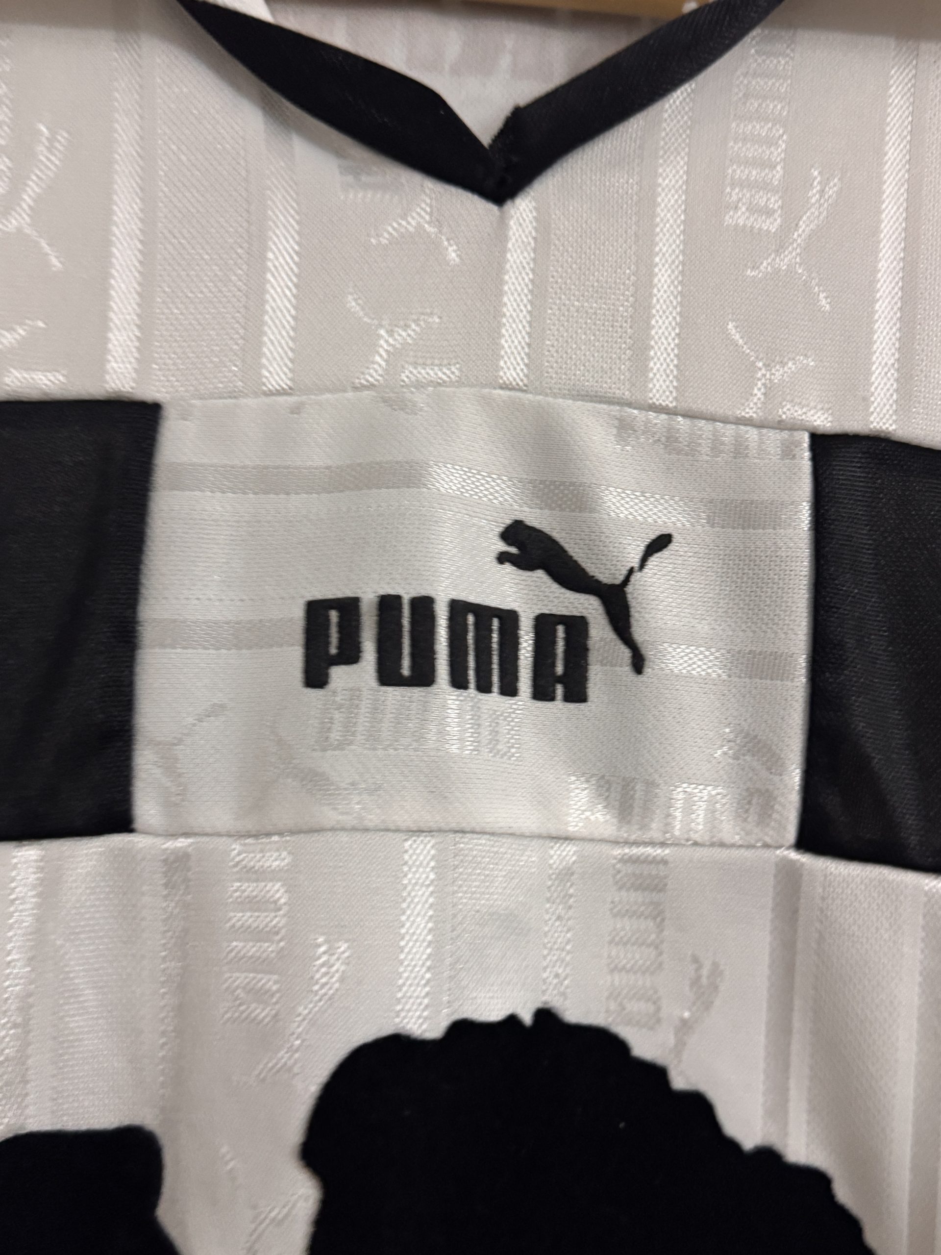 Puma White & Black Vintage Logo Polo Shirt Large 3083 image 7