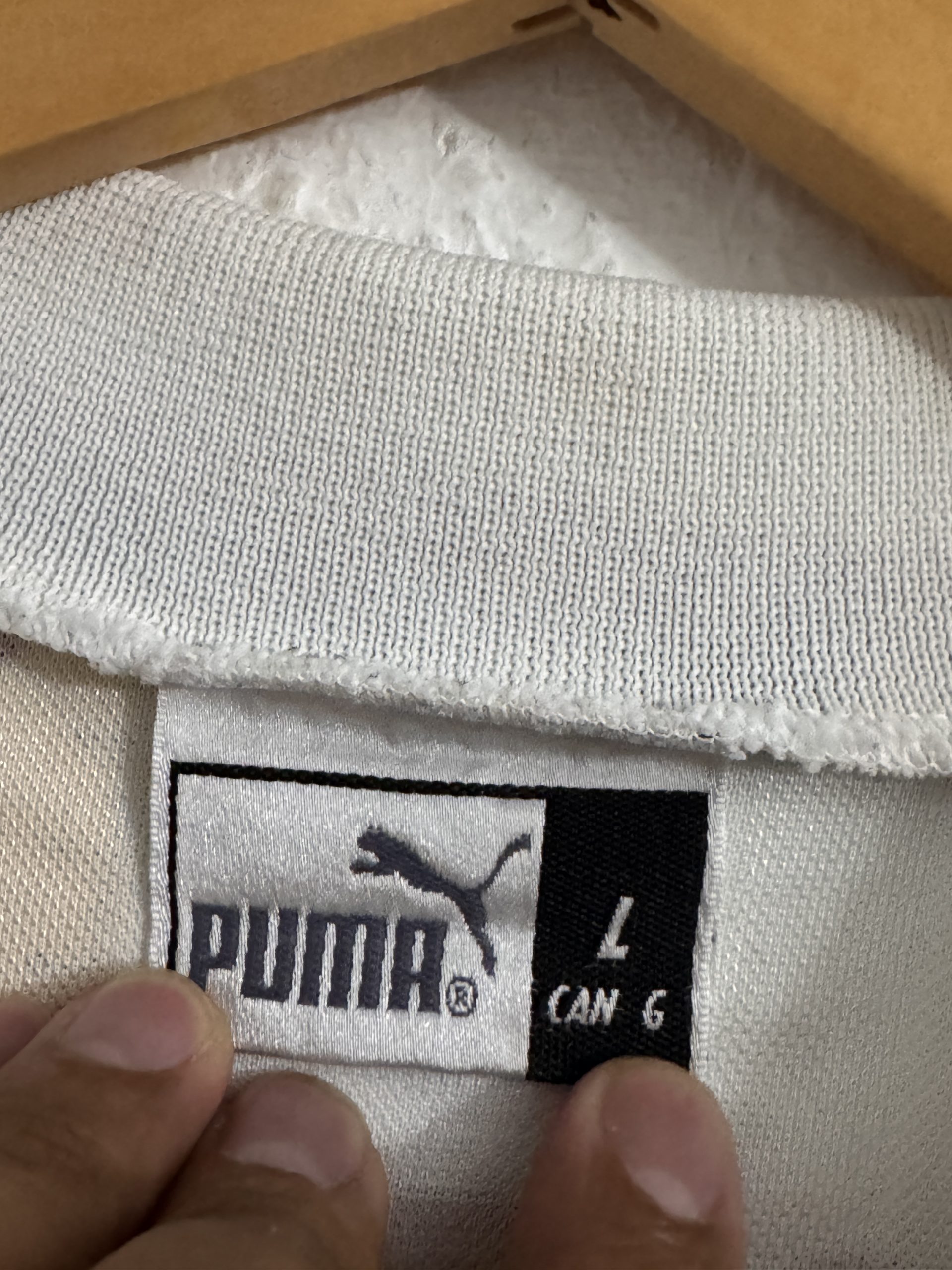 Puma White & Black Vintage Logo Polo Shirt Large 3083 image 8