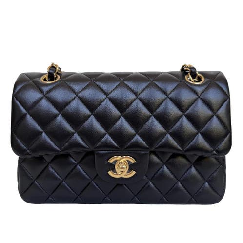 Chanel double flap lamsleer small goud hardware classic tas