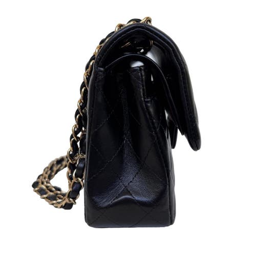 Chanel double flap lamsleer small goud hardware classic tas image 4