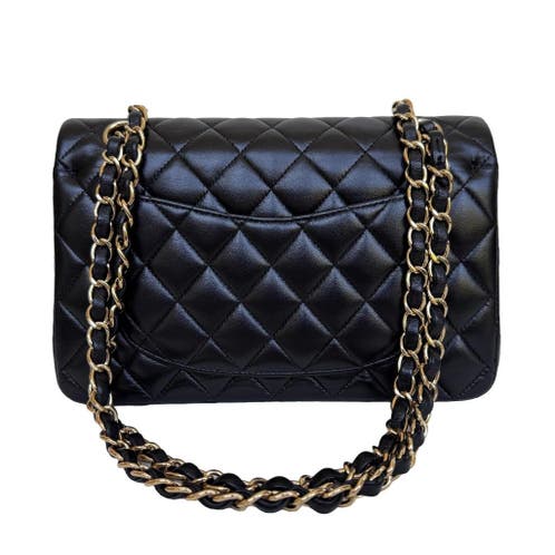 Chanel double flap lamsleer small goud hardware classic tas image 6