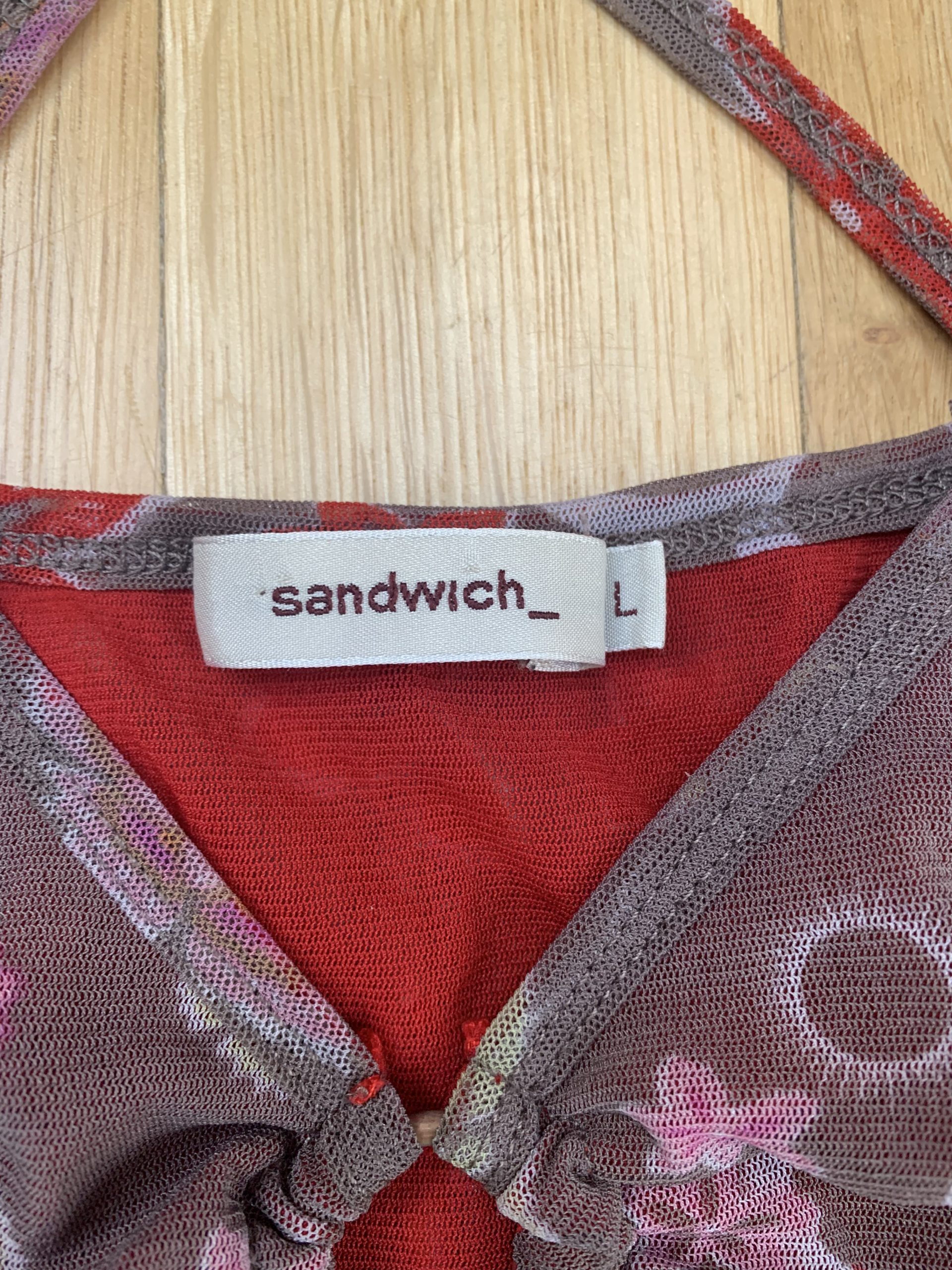 Sandwich Kleid Mesh geblümt rot braun Y2K Trägerkleid image 3