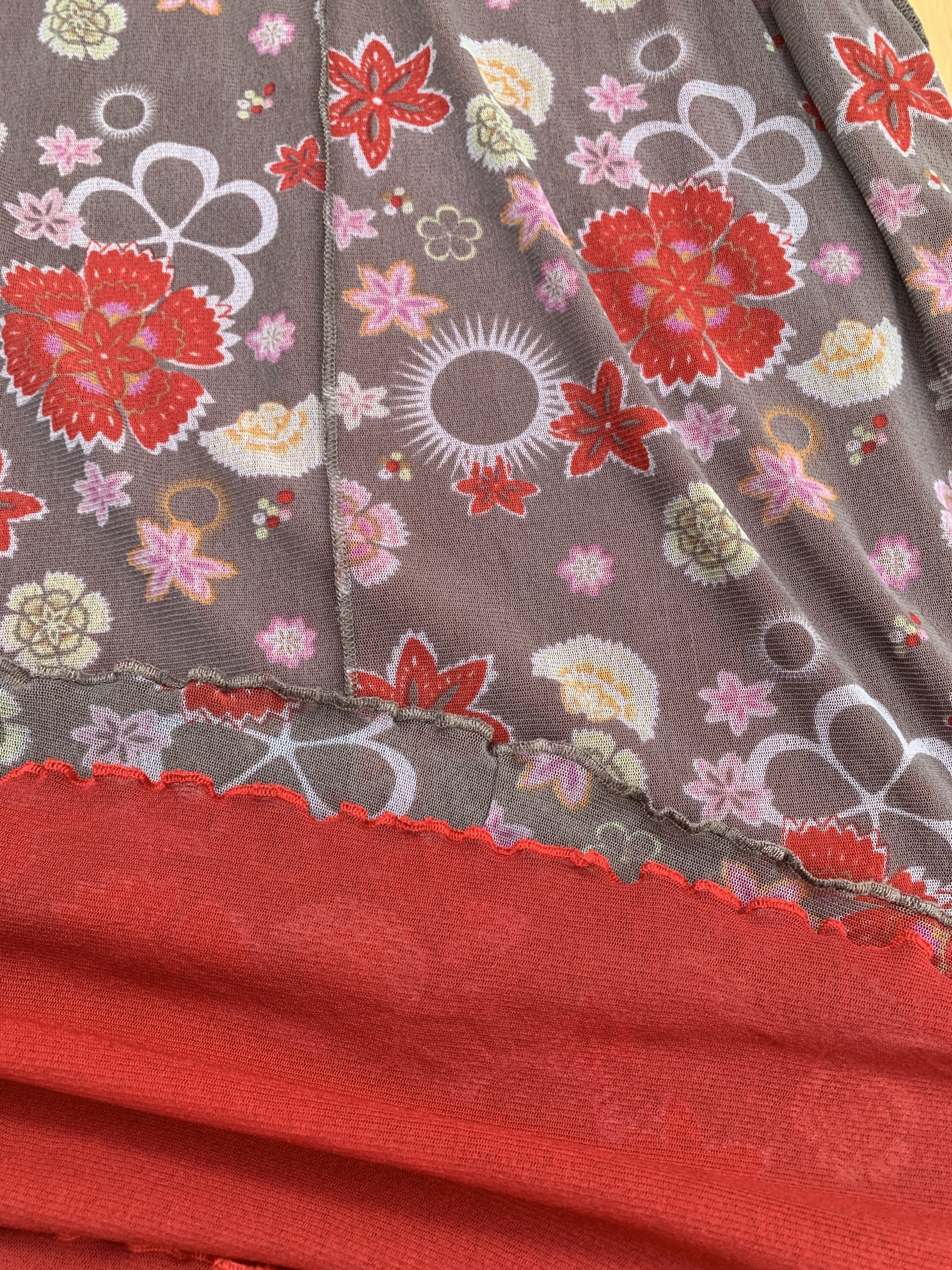 Sandwich Kleid Mesh geblümt rot braun Y2K Trägerkleid image 5
