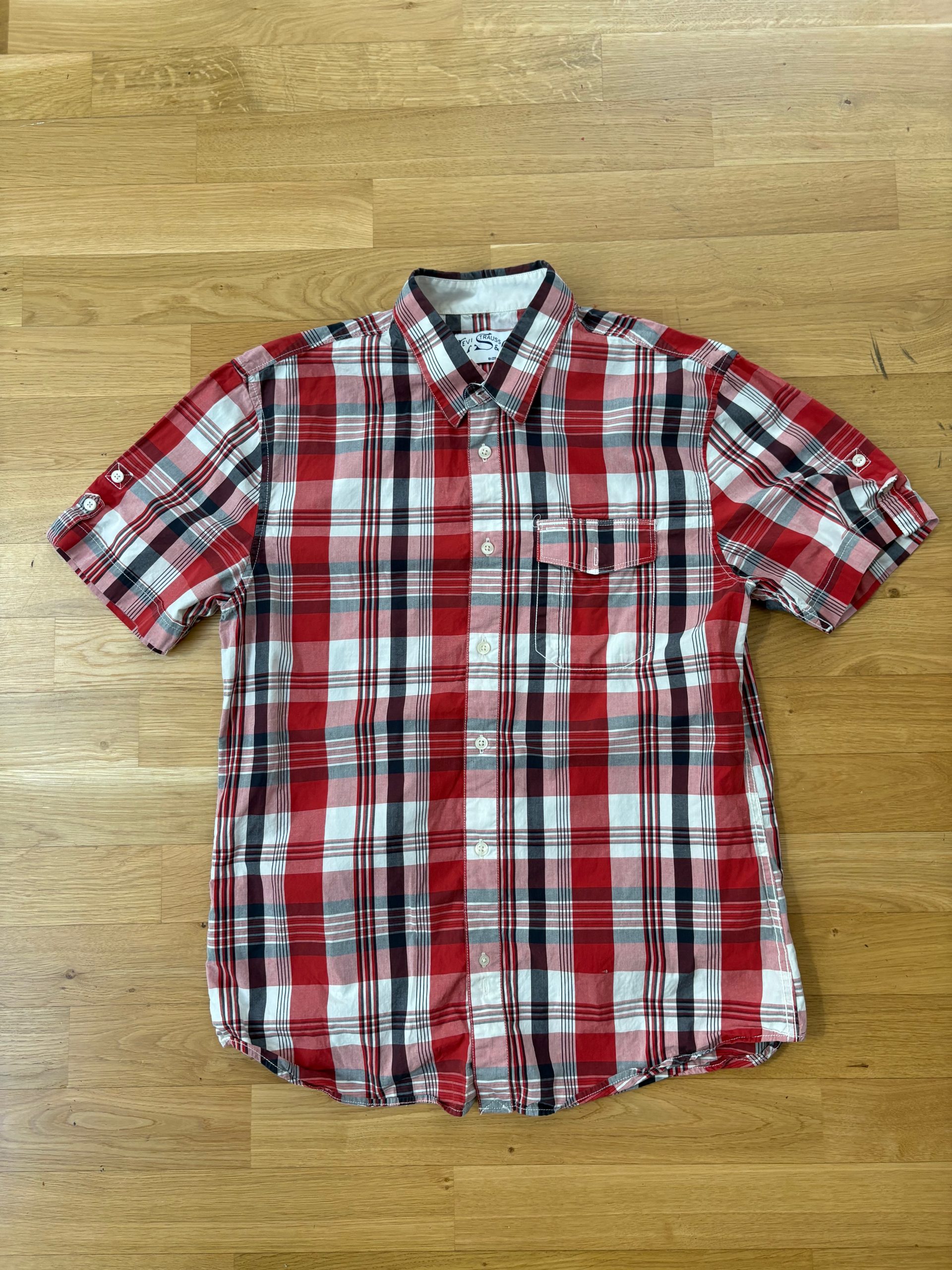 Levi's Strauss & Co Hemd kurzarm Karo rot weiß Vintage L