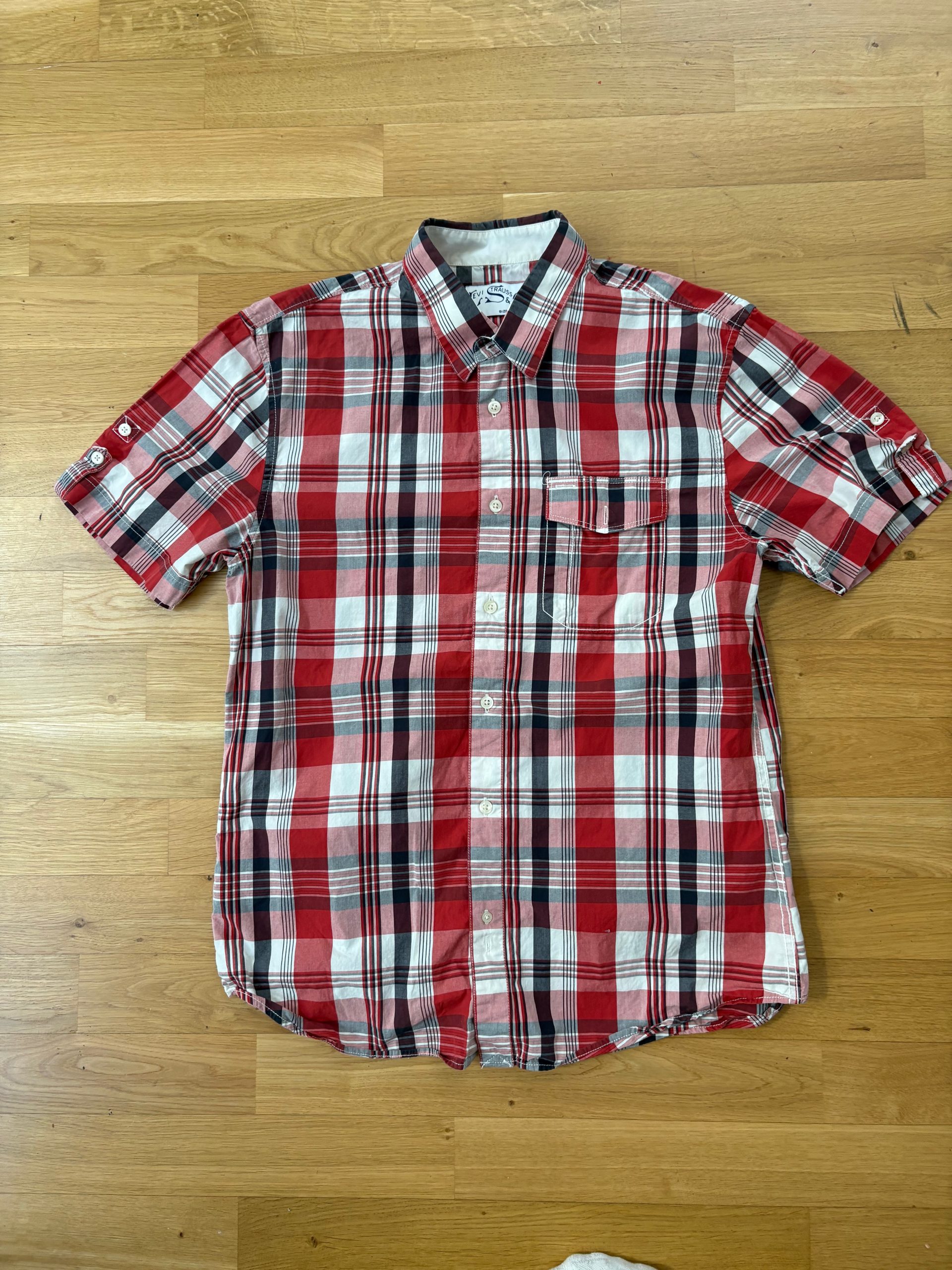 Levi's Strauss & Co Hemd kurzarm Karo rot weiß Vintage L image 2
