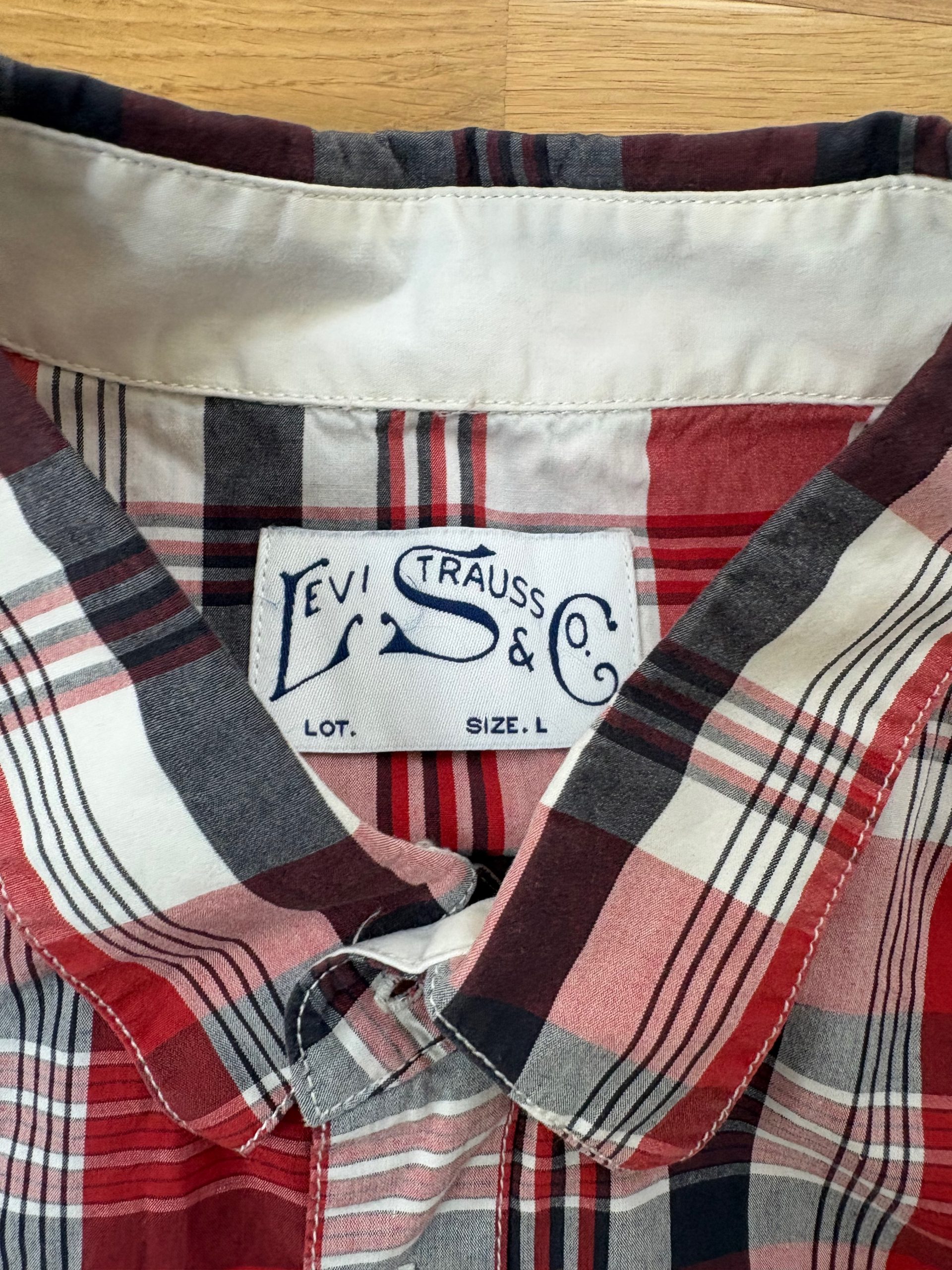 Levi's Strauss & Co Hemd kurzarm Karo rot weiß Vintage L image 3