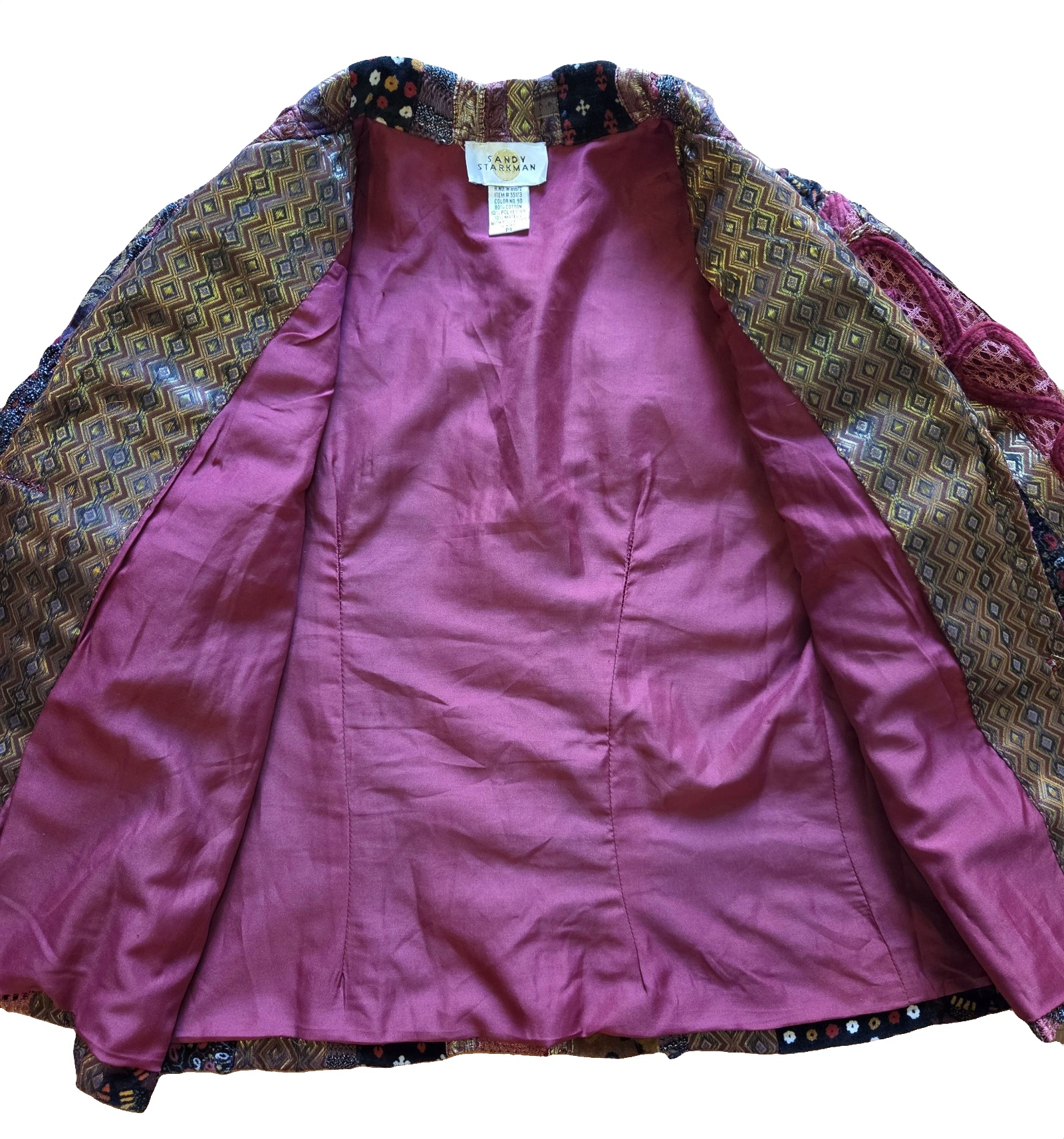 Sandy Starkman Women Multi Colour Patchwork Embroidered Blazer Medium image 5