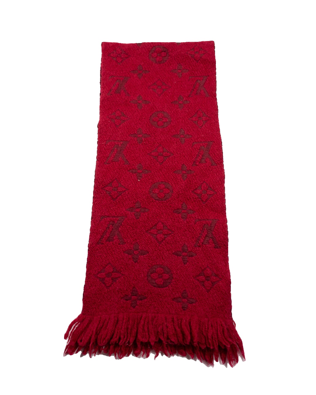 Louis Vuitton Logomania Scarf Red Ruby Wool Silk Monogram Echarpe M72432 image 2